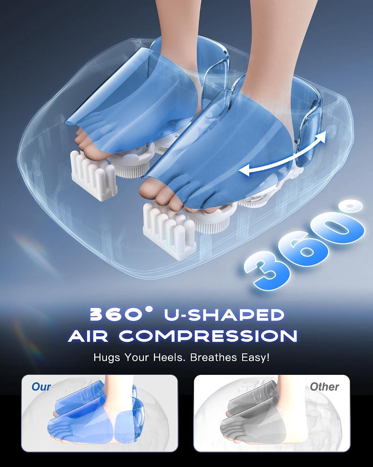 KINGJOY Foot Massager with Heat for Neuropathy and Plantar Fasciitis Relief | Deep Kneading FSA Eligible HSA Shiatsu feet massager, Multi-Level Modes, Remote Control, Self Care Gift for Mom Dad,Size 14 - Image 4