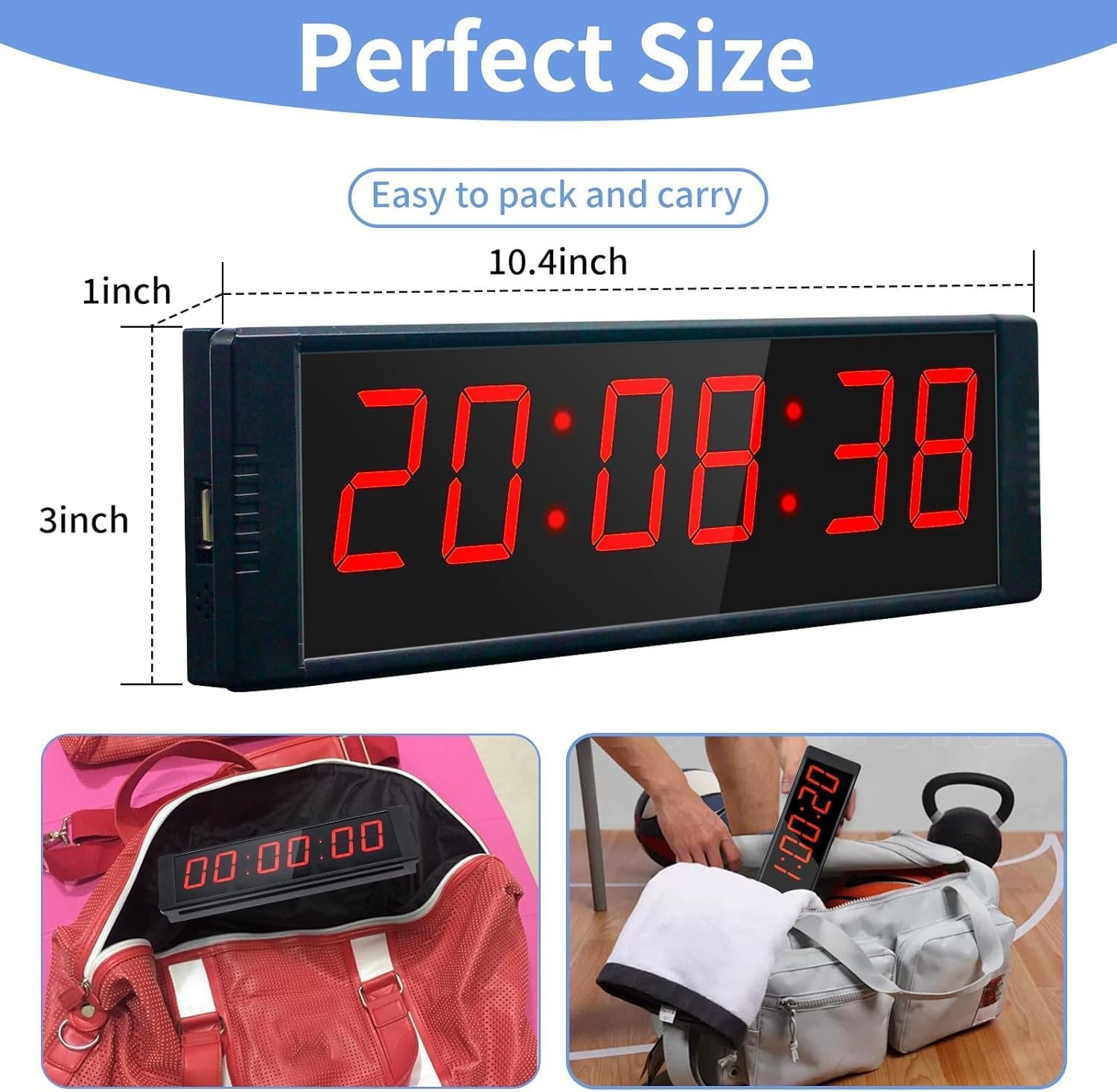 Large Stopwatch with Start/Stop Button, LED Digital Timer with Remote, Countdown Clock with Buzzer, Gym Clock for Home Gym, Interval Timer for Workout - Image 2