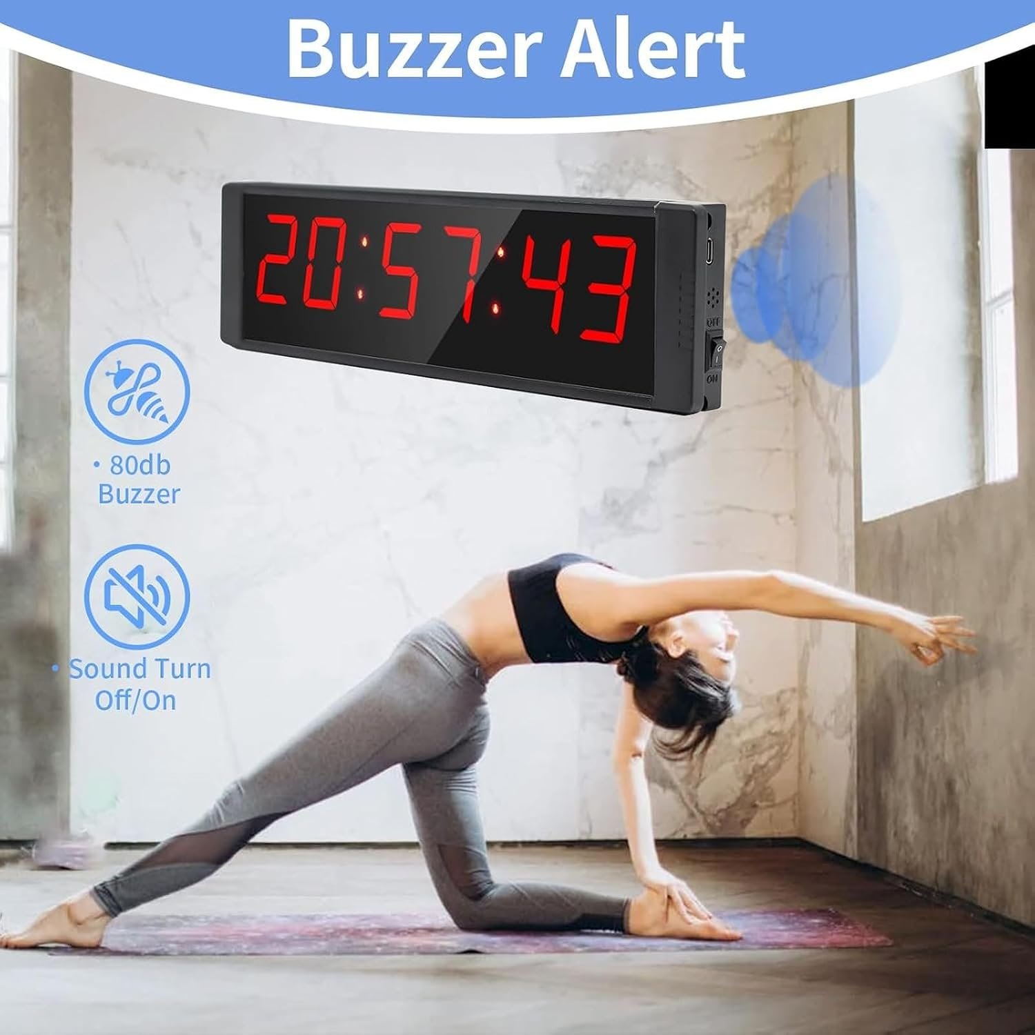 Large Stopwatch with Start/Stop Button, LED Digital Timer with Remote, Countdown Clock with Buzzer, Gym Clock for Home Gym, Interval Timer for Workout - Image 6