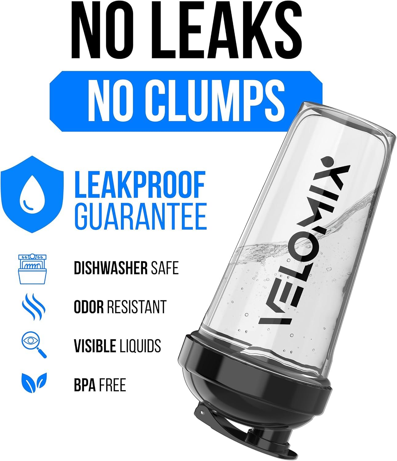 VELOMIX 8 Pack 28oz Protein Shaker Bottle for Protein Mixes, Crystal Clear | 8x Wire Whisk, Leak Proof Shaker Cups for Protein Shakes, Stackable, Multipack Value Set for Home, Gym, Office and Car - Image 3