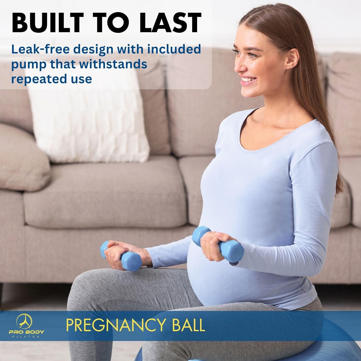 ProBody Pilates Pregnancy Ball - Yoga Ball for Pregnancy with Book, Prenatal, Labor & Postnatal Maternity Exercise - Image 3