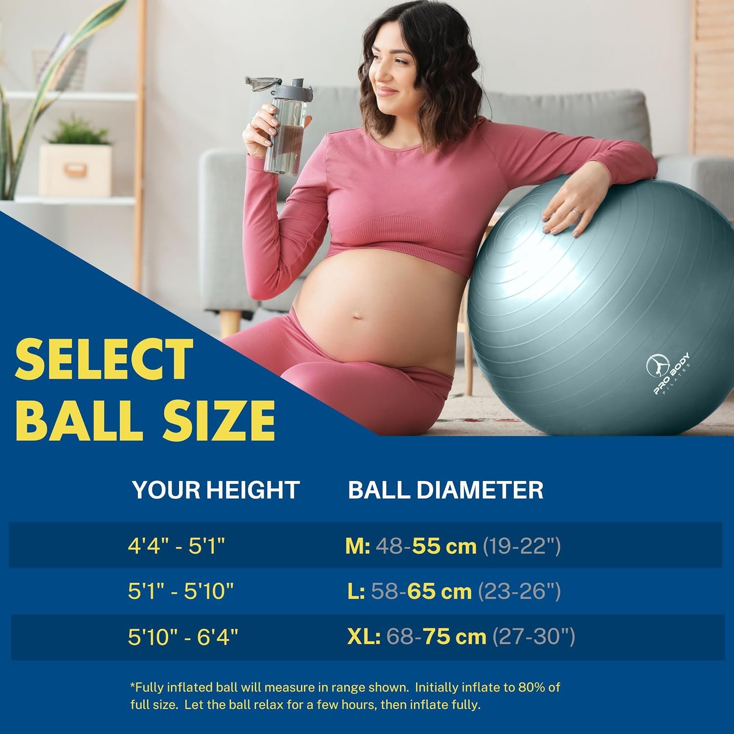 ProBody Pilates Pregnancy Ball - Yoga Ball for Pregnancy with Book, Prenatal, Labor & Postnatal Maternity Exercise - Image 6
