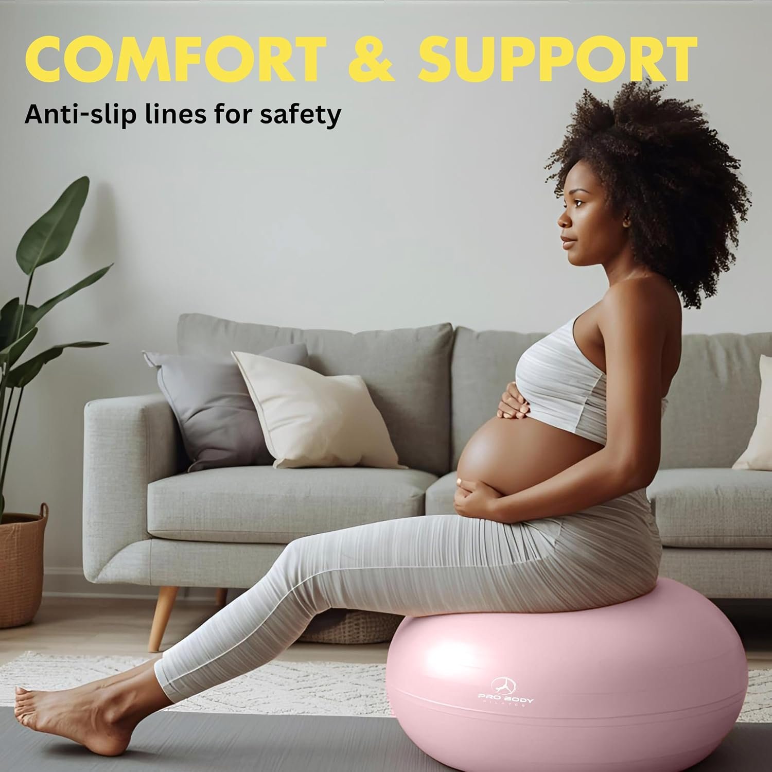 ProBody Pilates Pregnancy Ball - Yoga Ball for Pregnancy with Book, Prenatal, Labor & Postnatal Maternity Exercise - Image 9