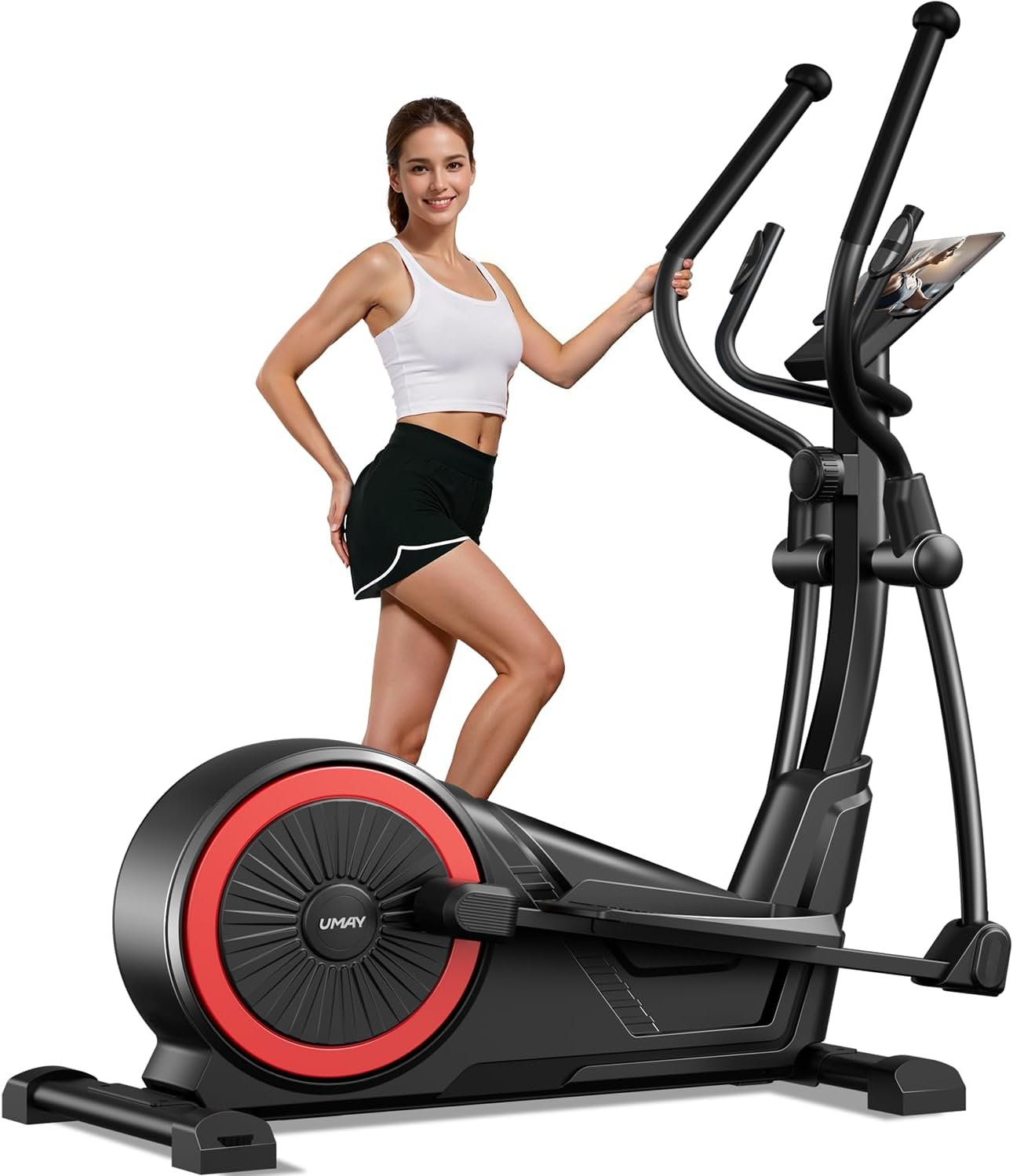 Elliptical Exercise Machine with 15.5''-17'' Stride & Heart Rate Grips,Ultra Silent Magnetic Elliptical Machine for Home with 16 Levels Resistance and LCD Monitor,400 LBS Weight Capacity
