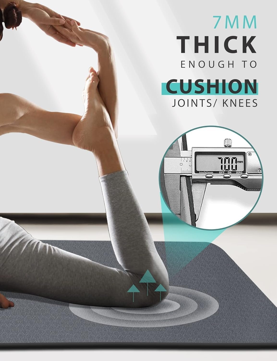 Yoga Mat Double-Sided Non Slip, 72'' x 32'' x 7mm - Extra Wide & Thick Yoga Mat for Women Men Kids, Professional TPE Yoga Mats for Home Workout, Yoga, Pilates and Floor Exercise, with Carrier Strap - Image 3