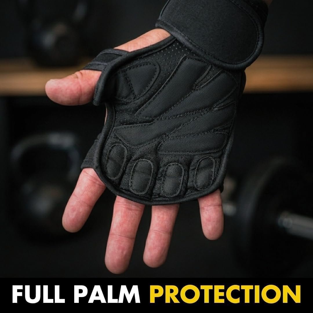 Fit Active Sports New Ventilated Weight Lifting Workout Gloves with Built-in Wrist Wraps for Men and Women - Great for Gym Fitness, Cross Training, Hand Support & Weightlifting. - Image 4