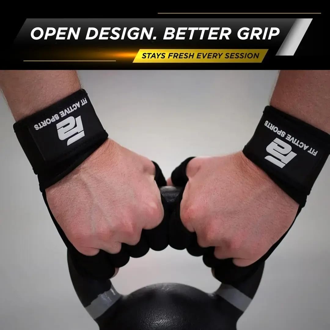 Fit Active Sports New Ventilated Weight Lifting Workout Gloves with Built-in Wrist Wraps for Men and Women - Great for Gym Fitness, Cross Training, Hand Support & Weightlifting. - Image 5