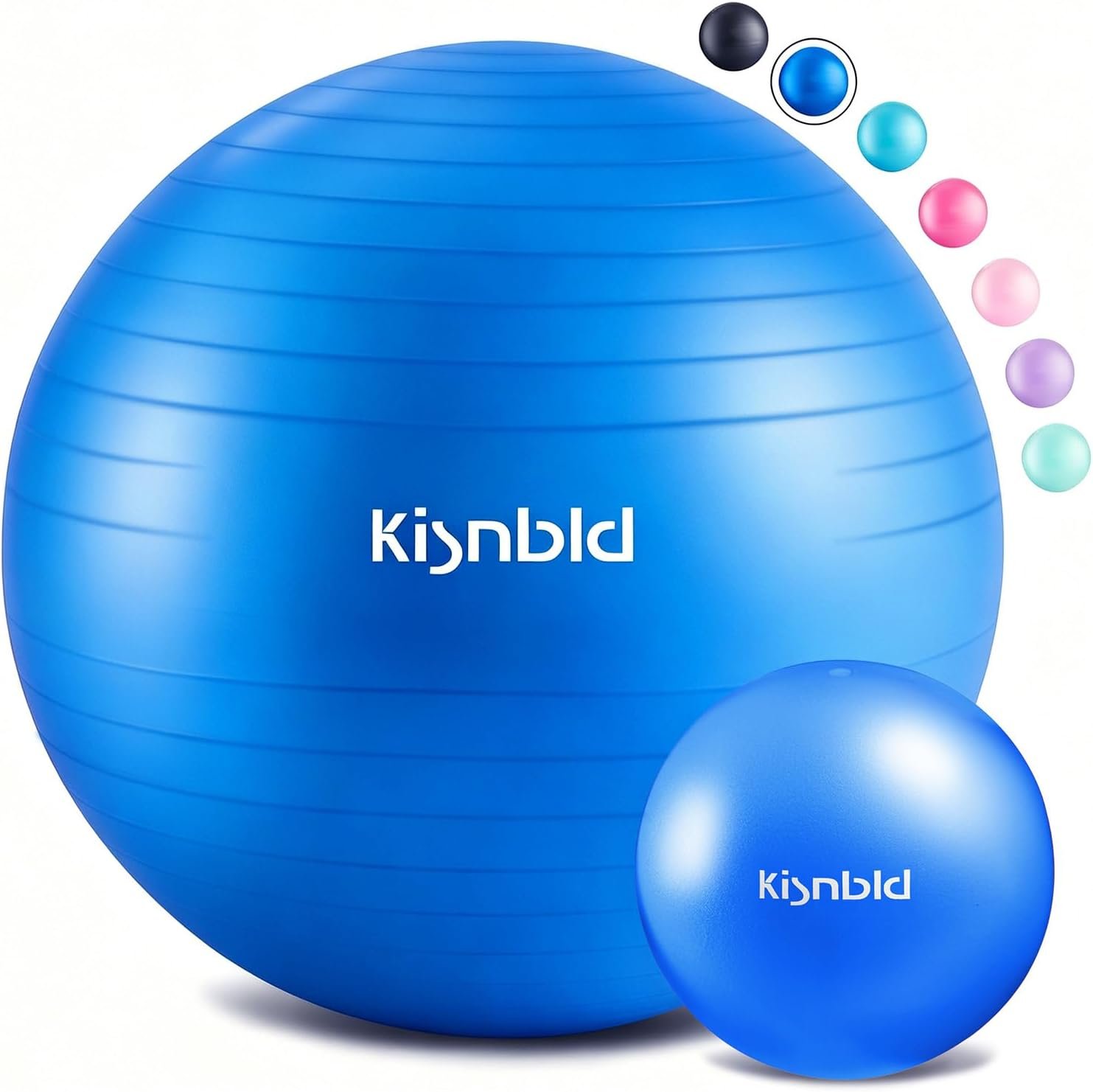 kisnbld Exercise Ball, Extra Thick Yoga Ball for Workout Pregnancy Stability, 4 Sizes Anti-Burst Balance Ball with Foot Pump - Heavy Duty Fitness Ball Chair for Office, Home & Gym