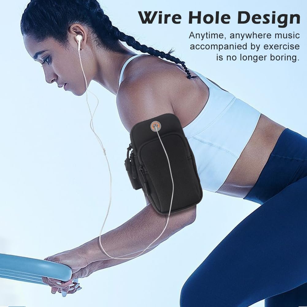 Phone Holder for Running, Walking, Workout, Under 7 in Armband Smartphone Holder, Phone Pouch Cards Keys Wallet, Gym Sports Arm Bands Sleeve Fit Women Men(Color:Black) - Image 5