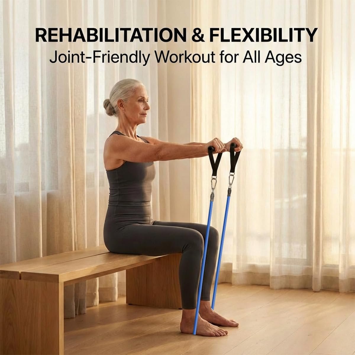 VEICK 10-150LBS Resistance Bands with Handles, Ankle Straps, Door Anchor | Accredited Lab Certified, 100% Natural Latex, Versatile for Yoga, Pilates, Strength, Home Gym - Image 3