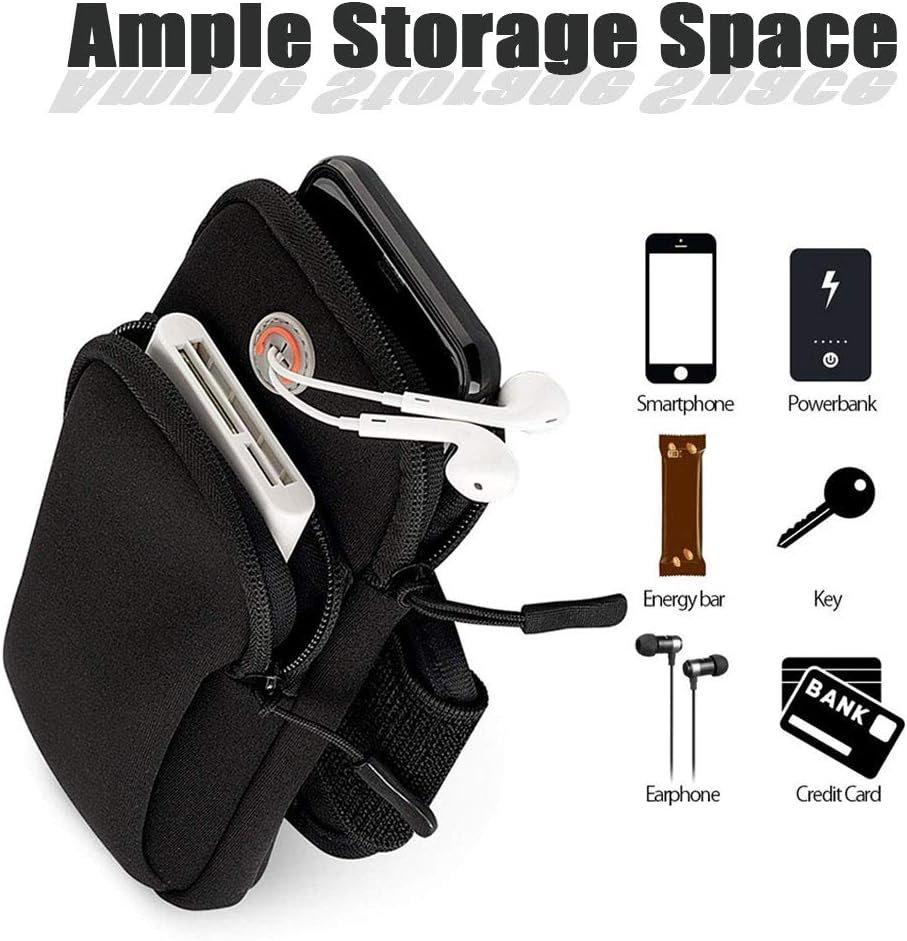 Phone Holder for Running Armband iPhone 17 16 16e 15 14 13 12 11 Pro Max XS XR Plus Mini Galaxy Ultra S26 S25 S24 S23 S22 S21 Note 20 10 Pouch Bag, Arm Band Sleeve Fit Sport Gym Hiking Black - Image 3