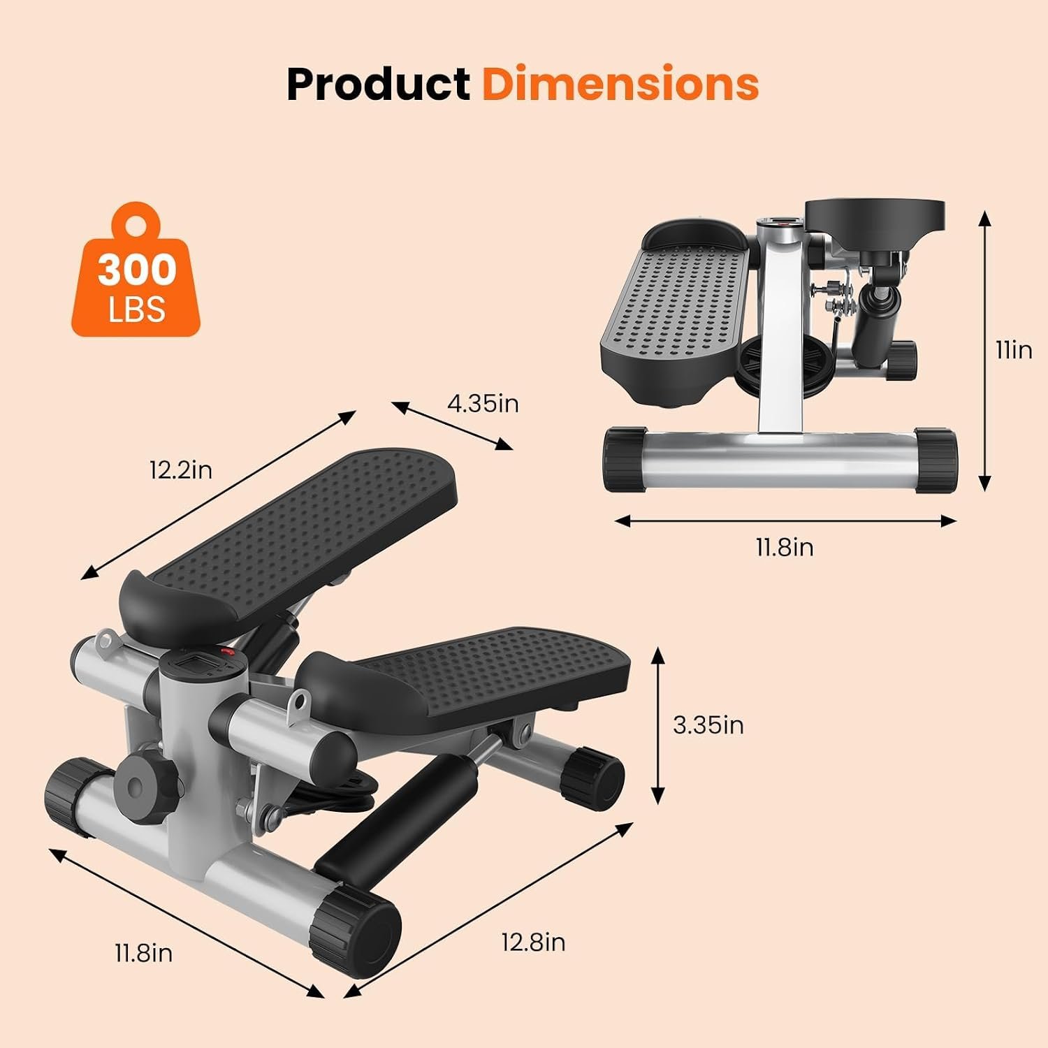Sweetcrispy Mini Stair Steppers with Resistance Bands for Exercise at Home, Portable Exercise Twist Stepper Machine for Full Body Workout, 300LBS Capacity - Image 7