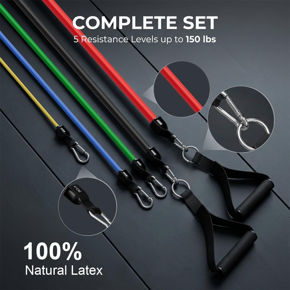 VEICK 10-150LBS Resistance Bands with Handles, Ankle Straps, Door Anchor | Accredited Lab Certified, 100% Natural Latex, Versatile for Yoga, Pilates, Strength, Home Gym - Image 7