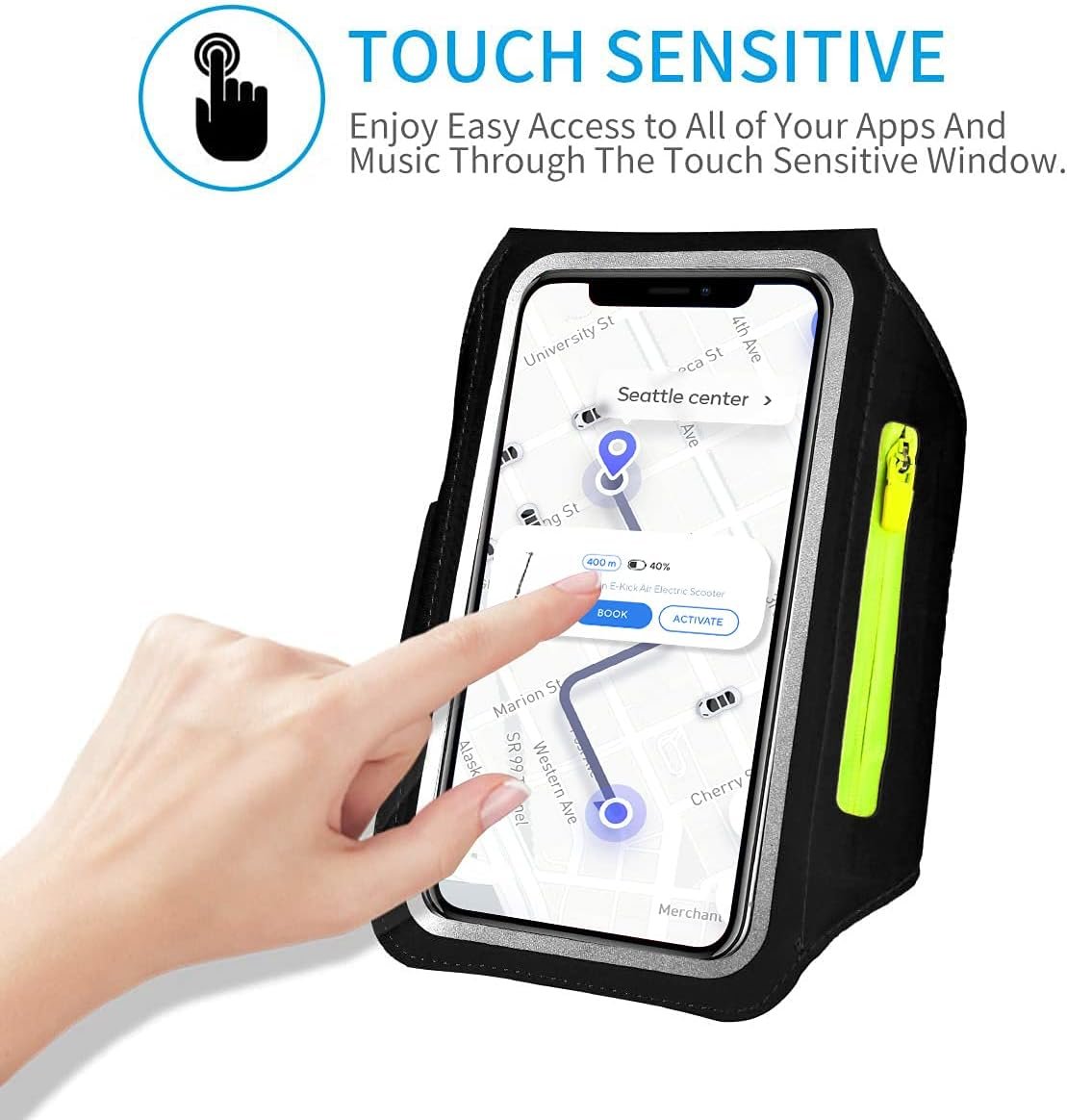 Running Armband with Earphone Bag Cell Phone Armband for iPhone 17 16 15 Pro 14 Plus 13 11 XR, Galaxy S24/S10 Water Resistant Sports Phone Holder Case & Zipper Slot Car Key Holder for 6.9 inch Phone - Image 3