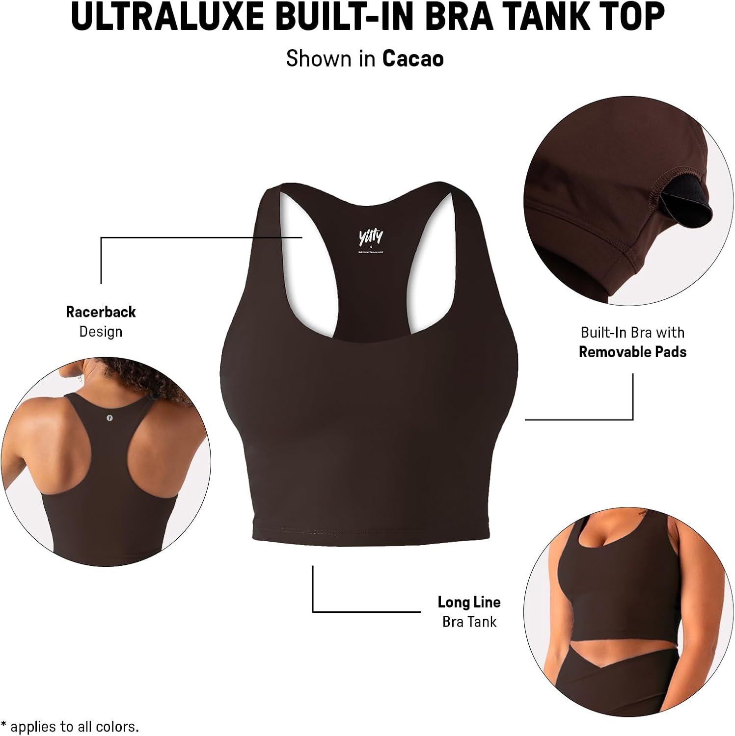 YITTY Active Sports Bra Tank, Tank Top for Women with Built-in Bra, Racerback, Removable Cups, Low-Impact Yoga and Gym - Image 6