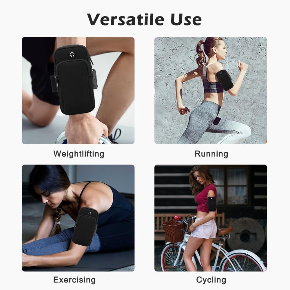 Phone Holder for Running, Walking, Workout, Under 7 in Armband Smartphone Holder, Phone Pouch Cards Keys Wallet, Gym Sports Arm Bands Sleeve Fit Women Men(Color:Black) - Image 8