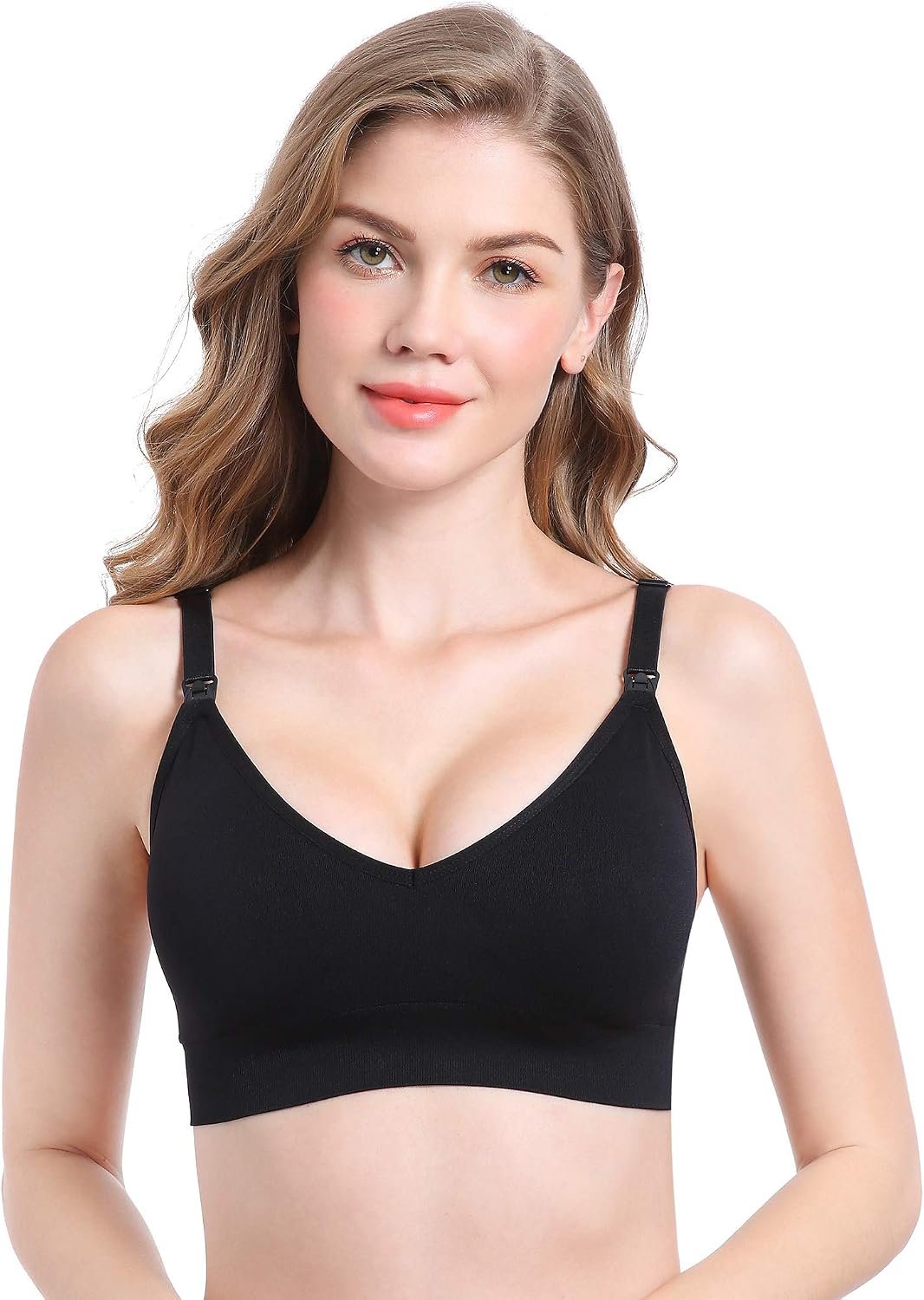 Suekaphin Nursing Bra 5pack Wireless V Neck Maternity Nursing Bra Bralette Low Cut Sleeping Breastfeeding with Extenders - Image 2
