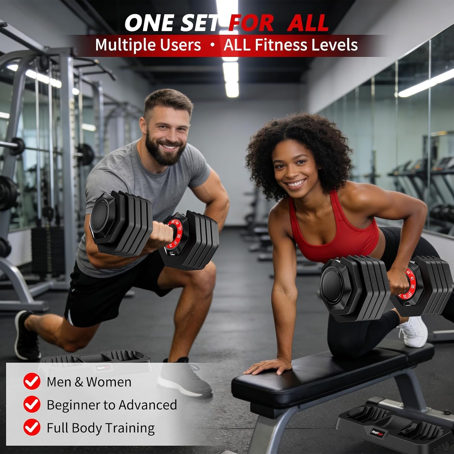 Adjustable Dumbbell Set Pair 25 lb or 50 lb, Adjustable Dumbbells 10-in-1 Free Weight Set, 1-Second Dial Weight Adjustment,Space-Saving Design with Storage Base, Home Gym Strength Training Equipment - Image 9
