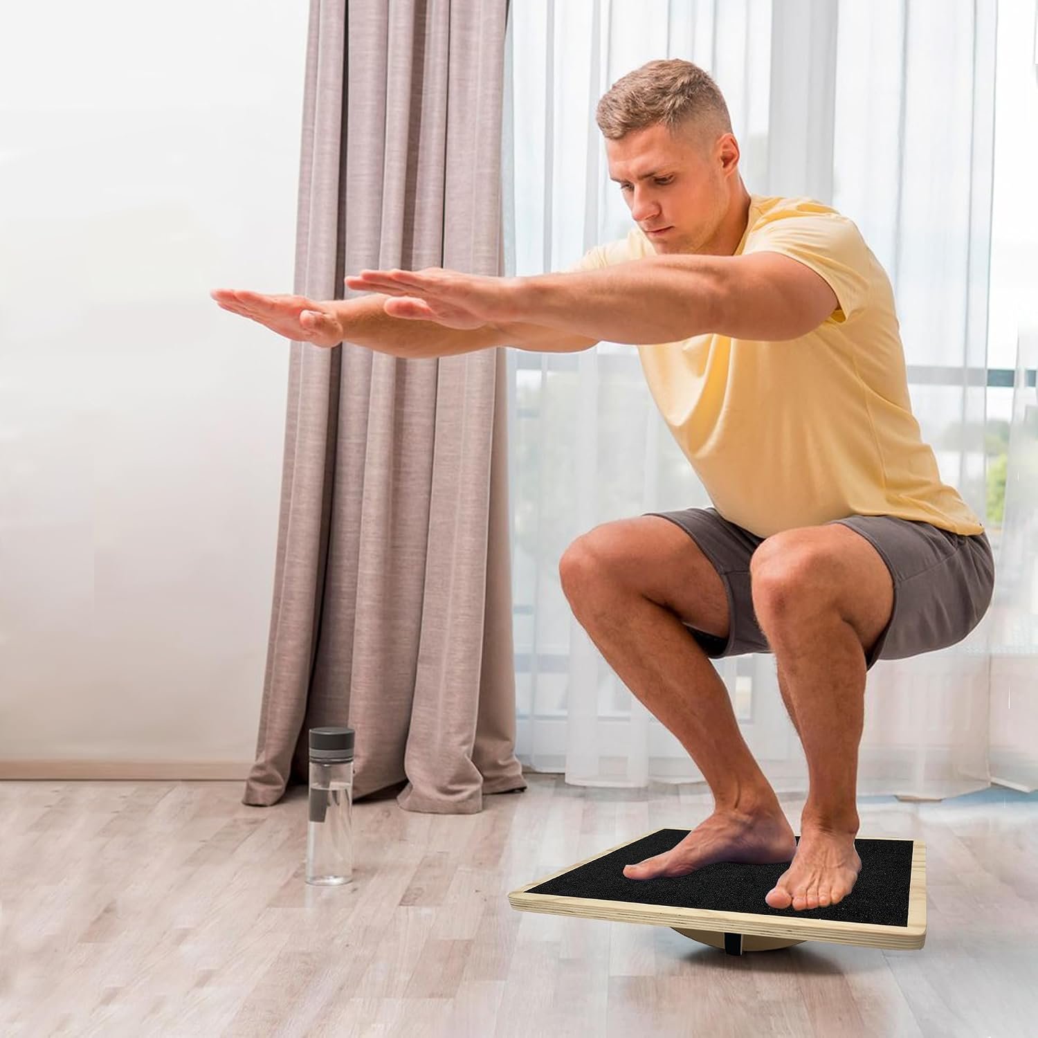 Balance Board Professional Wobble Board for Adults Anti-Slip for Physical Therapy Standing Desk Core Strength Wooden Rocker Board(350LBS) - Image 6
