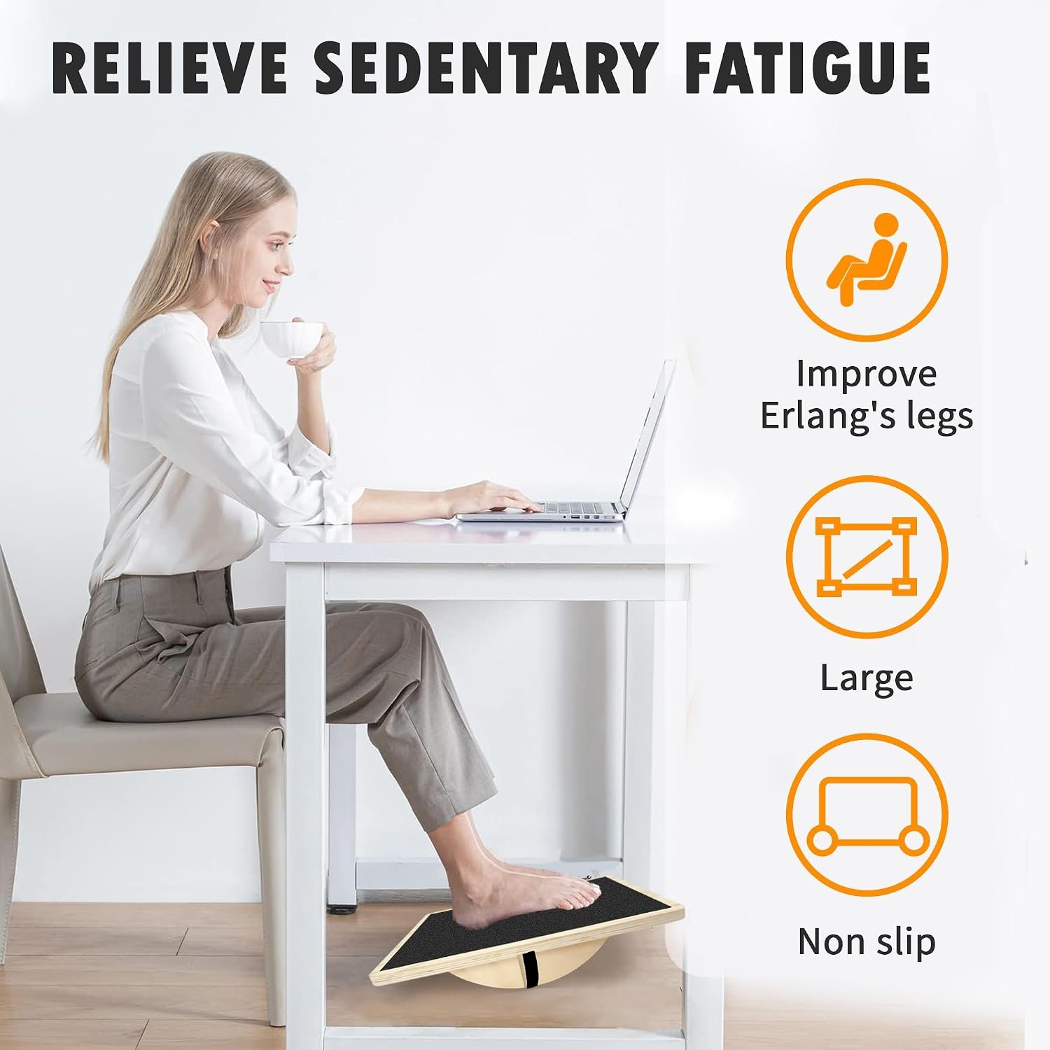 Balance Board Professional Wobble Board for Adults Anti-Slip for Physical Therapy Standing Desk Core Strength Wooden Rocker Board(350LBS) - Image 5