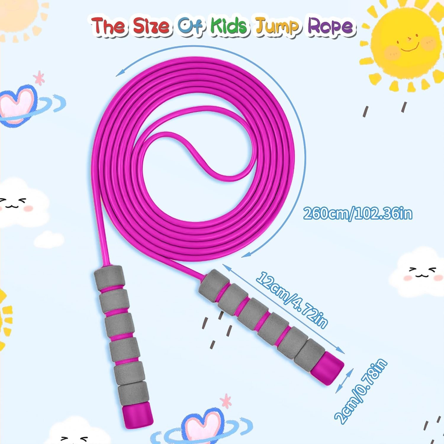 Jump Rope For Kids,Jump Rope Kids,Adjustable Soft Skipping Rope,Toddler Jump Rope With Skin-Friendly Foam Handles For Kids, Boys,Girls,Women, Men,Exercise Activity,Outdoor Fitness - Image 3