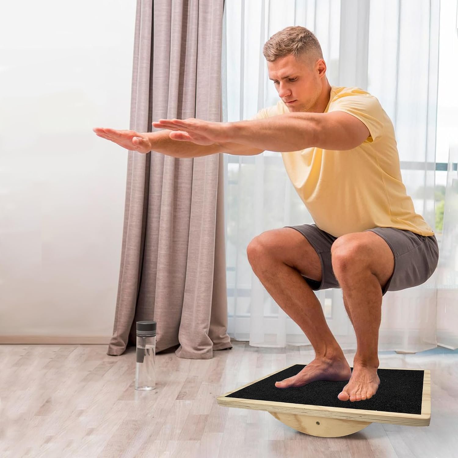 Balance Board Professional Wobble Board for Adults Anti-Slip for Physical Therapy Standing Desk Core Strength Wooden Rocker Board(350LBS) - Image 7