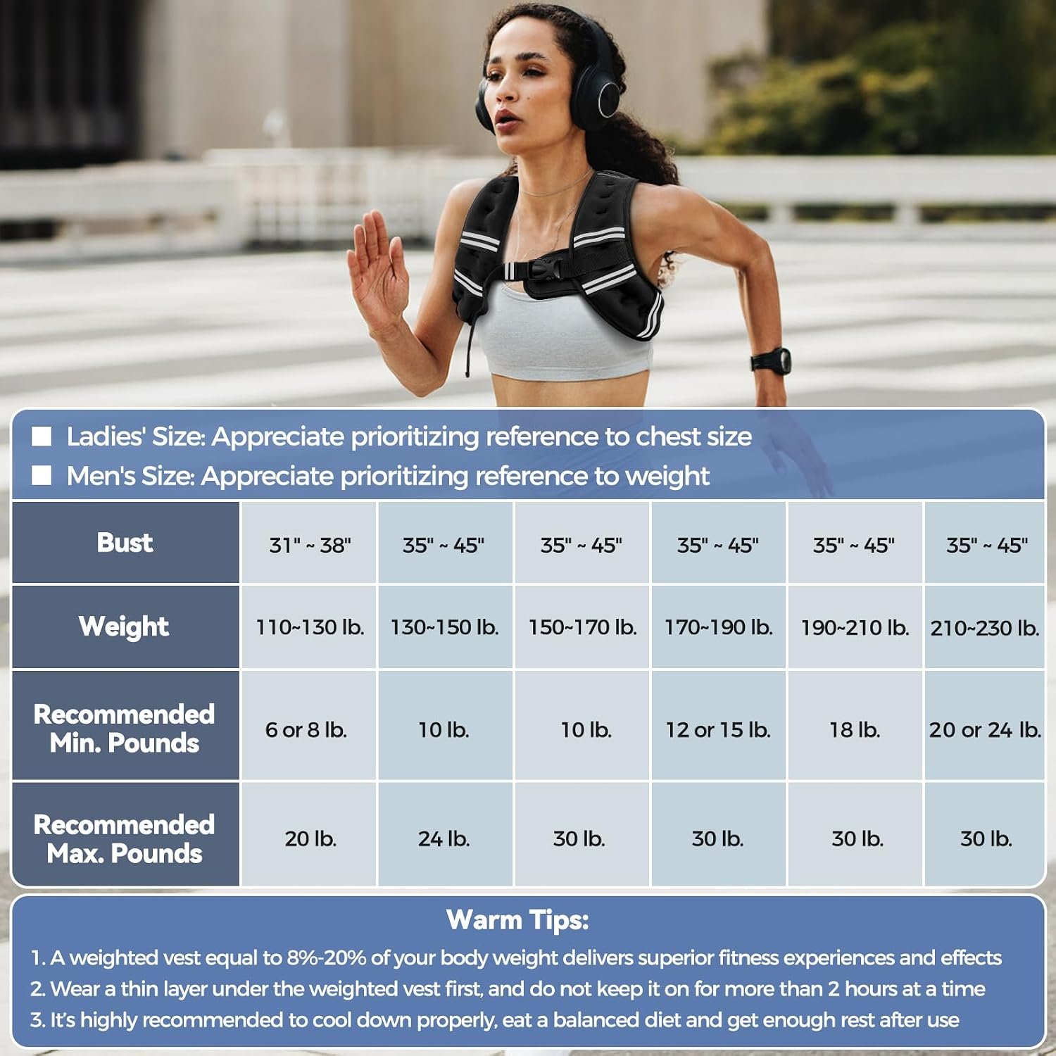 Zeerun Weighted Vest, 6lb/8lb/10lb/12lb/15lb/18lb/20lb/24lb/30lb for Men Women, Reflective Stripe Adjustable Buckle, Comfortable Durable Rucking Vest for Walking Running Strength Training - Image 8