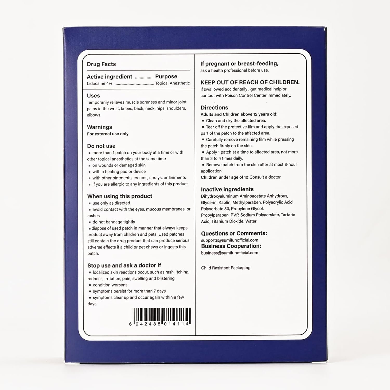 Sumifun 4% Lidocaine XL Pain Patches 18 Counts | Extra Large 4.72"x7.87" for Full Back & Thigh Coverage, Maximum Strength OTC Numbing, 8-Hour Medical Adhesion - Image 7