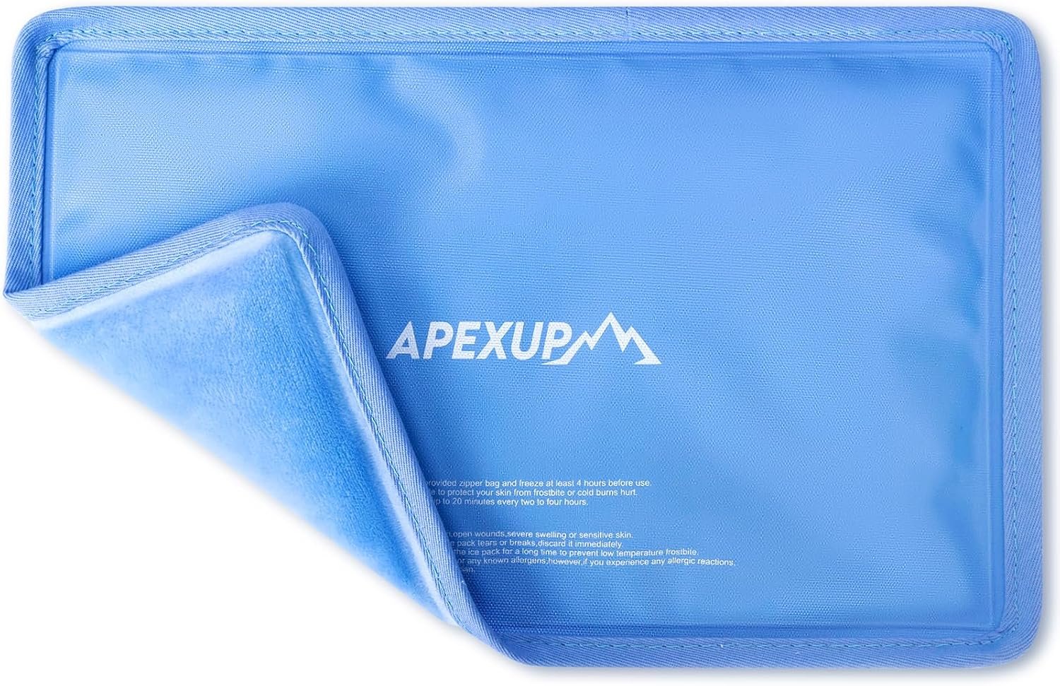 APEXUP Gel Ice Packs for Injuries Reusable, Flexible Double Sided Cold Packs for Injuries, Ice Pack for Knee, Shoulder, Back, Hip, Leg, Arm (Blue, 8"x5.5", 1PK)