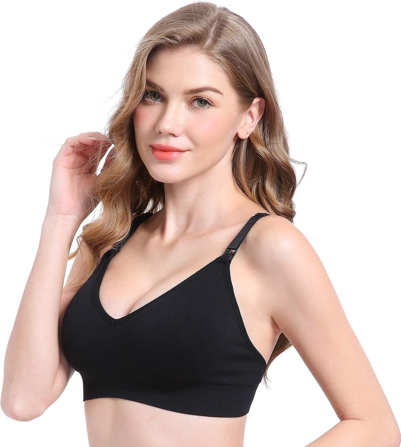 Suekaphin Nursing Bra 5pack Wireless V Neck Maternity Nursing Bra Bralette Low Cut Sleeping Breastfeeding with Extenders - Image 5