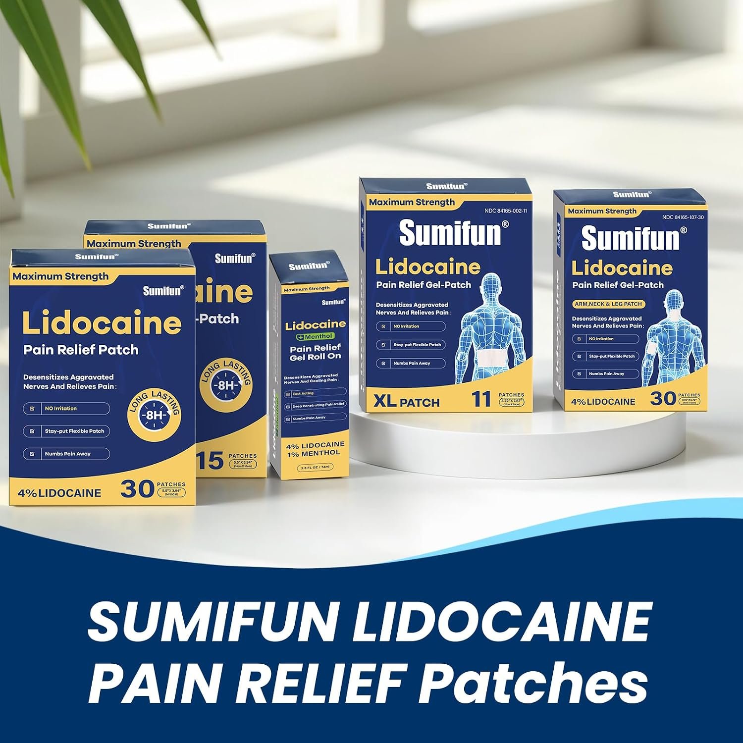 Sumifun 4% Lidocaine XL Pain Patches 18 Counts | Extra Large 4.72"x7.87" for Full Back & Thigh Coverage, Maximum Strength OTC Numbing, 8-Hour Medical Adhesion - Image 6