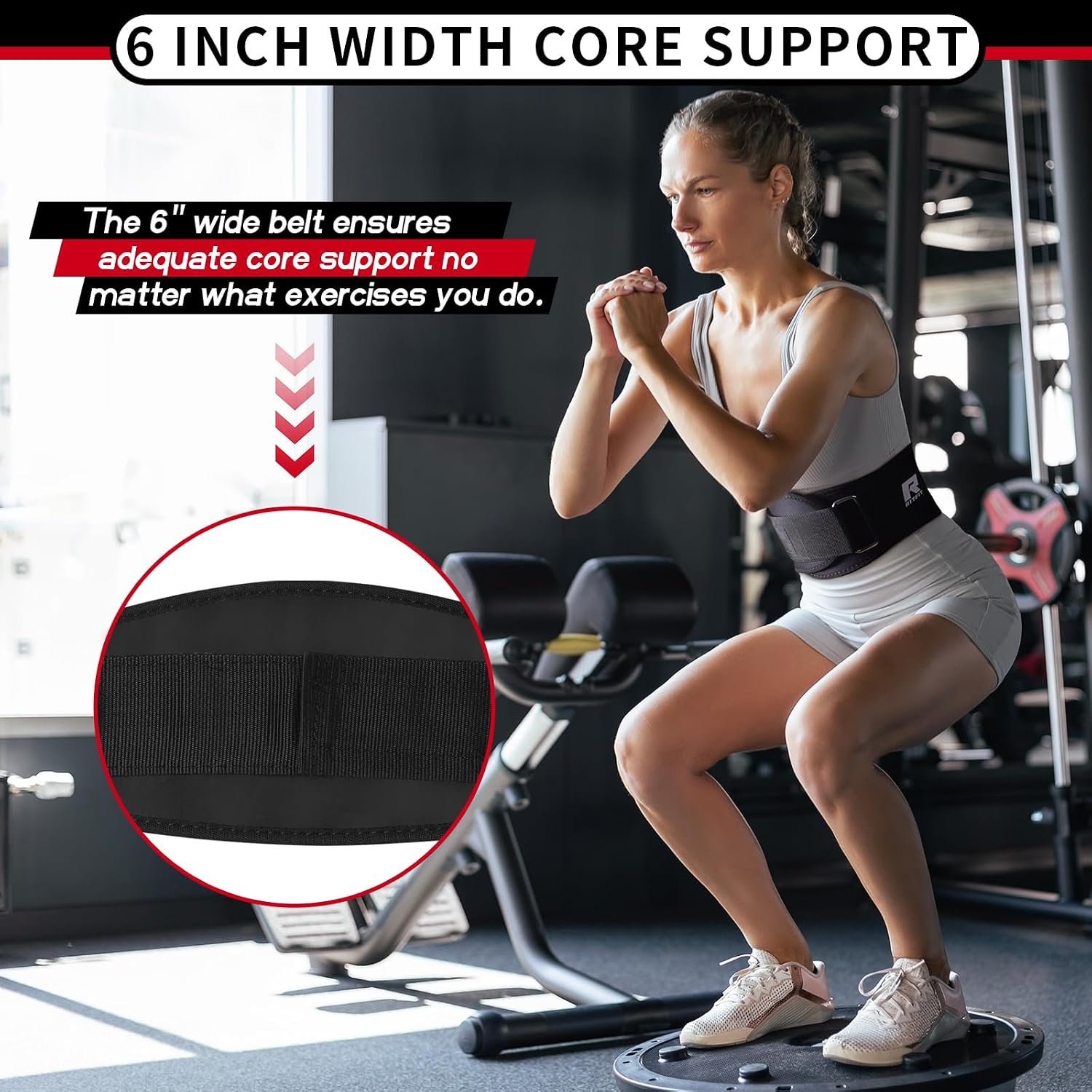 RitFit Weight Lifting Belt 6 Inch for Squats Deadlift Strength Training | Padded Lumbar Support, Self-Locking Gym Belt for Men & Women, Squats, Lunges, Deadlift, Thrusters - Image 5