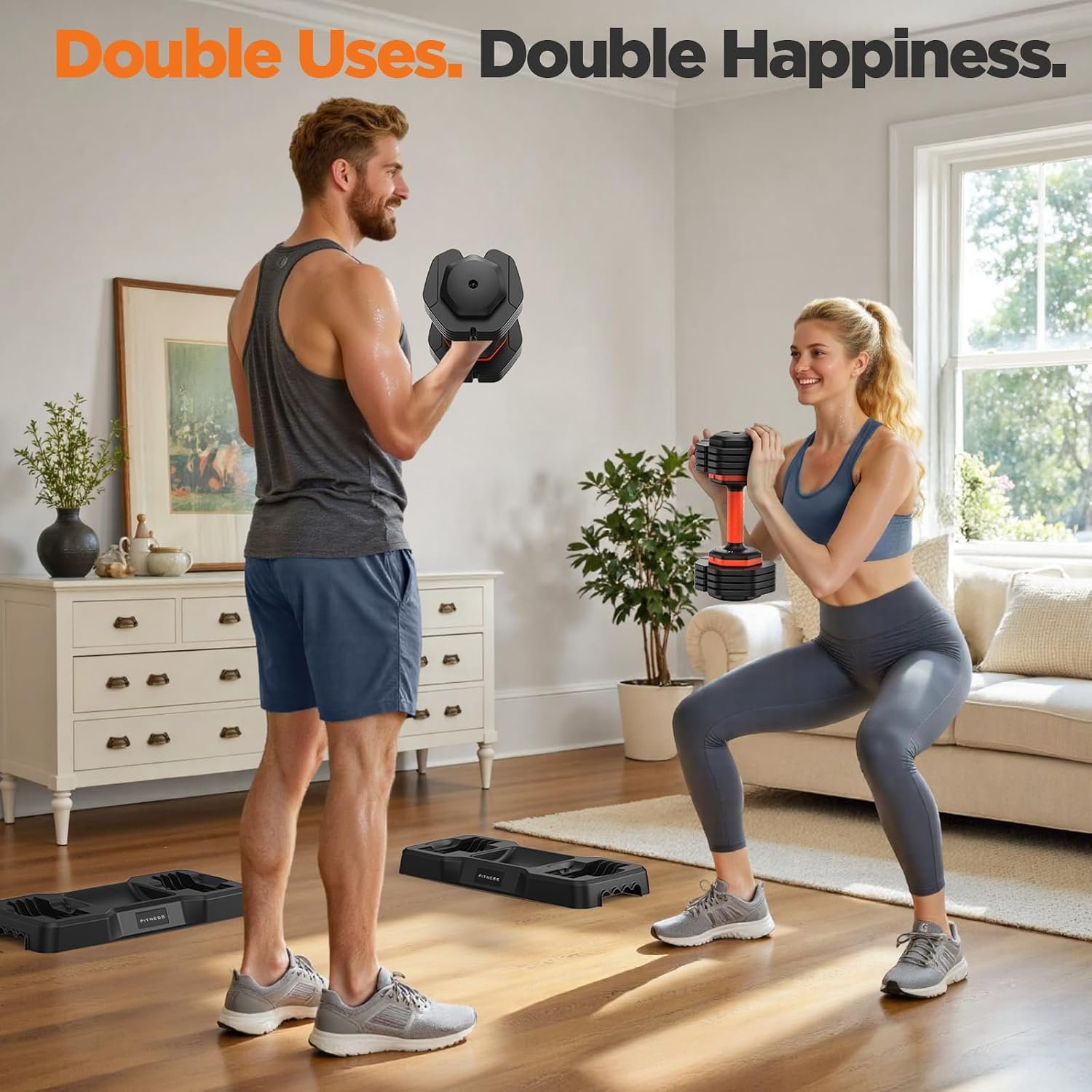 2026 FDB2 Updated Adjustable Dumbbell Set of 2, 5-in-1/10-in-1 Weights Dumbbell Set with Storage Box, 25lbs/55lbs Adjustable Weights with Anti-slip Silicone Grip, Weight Set For Home Gym Suit both Men and Women - Image 9