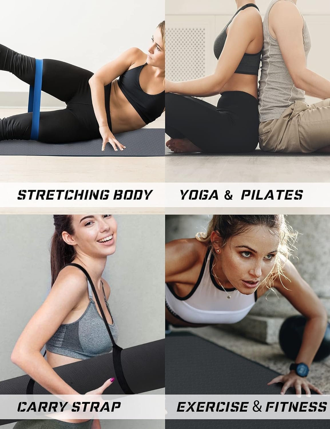Yoga Mat Double-Sided Non Slip, 72'' x 32'' x 7mm - Extra Wide & Thick Yoga Mat for Women Men Kids, Professional TPE Yoga Mats for Home Workout, Yoga, Pilates and Floor Exercise, with Carrier Strap - Image 7