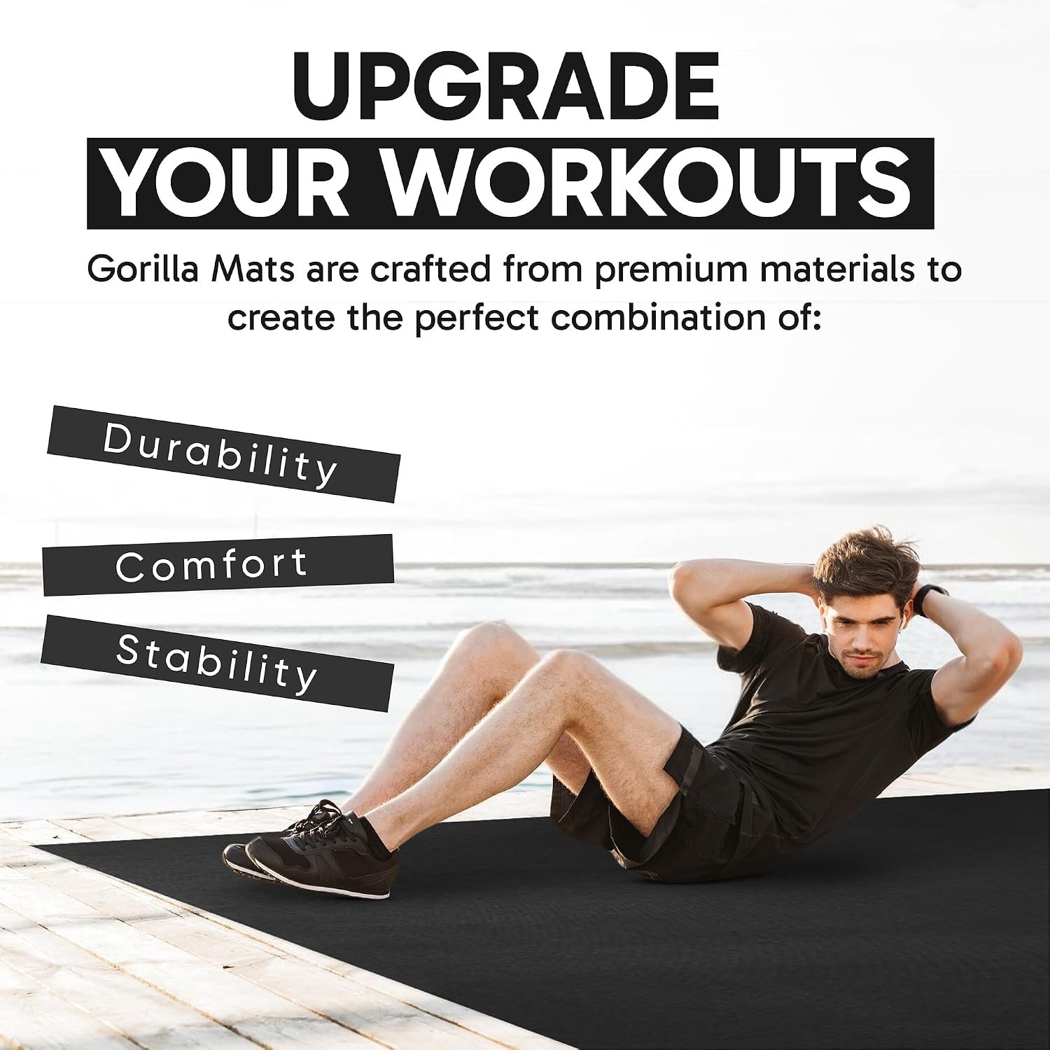 Gorilla Mats Large Exercise Mat – 6'x4', 7'x4', 7'x5', 8'x4', 10'x4' (1/4" Thick) – Ultra Durable Workout Mat for Home Gym Flooring – Non-Slip, Flat Fitness, Yoga & Weight Lifting Floor Mat - Image 8