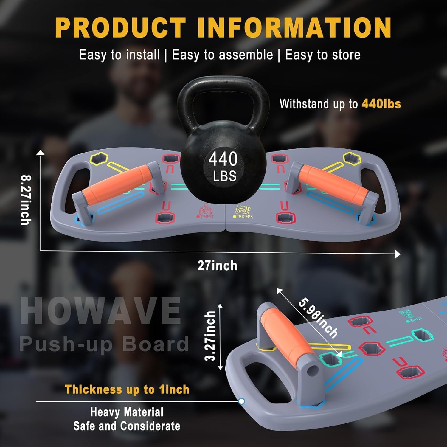 HOTWAVE Push Up Board, Portable Pushup Board for Men, Foldable Push Up Bar | Multifunctional Pushup Handles for Floor, Strength Training Equipment for Home Gym, Suitable for Beginners and Teenagers - Image 6