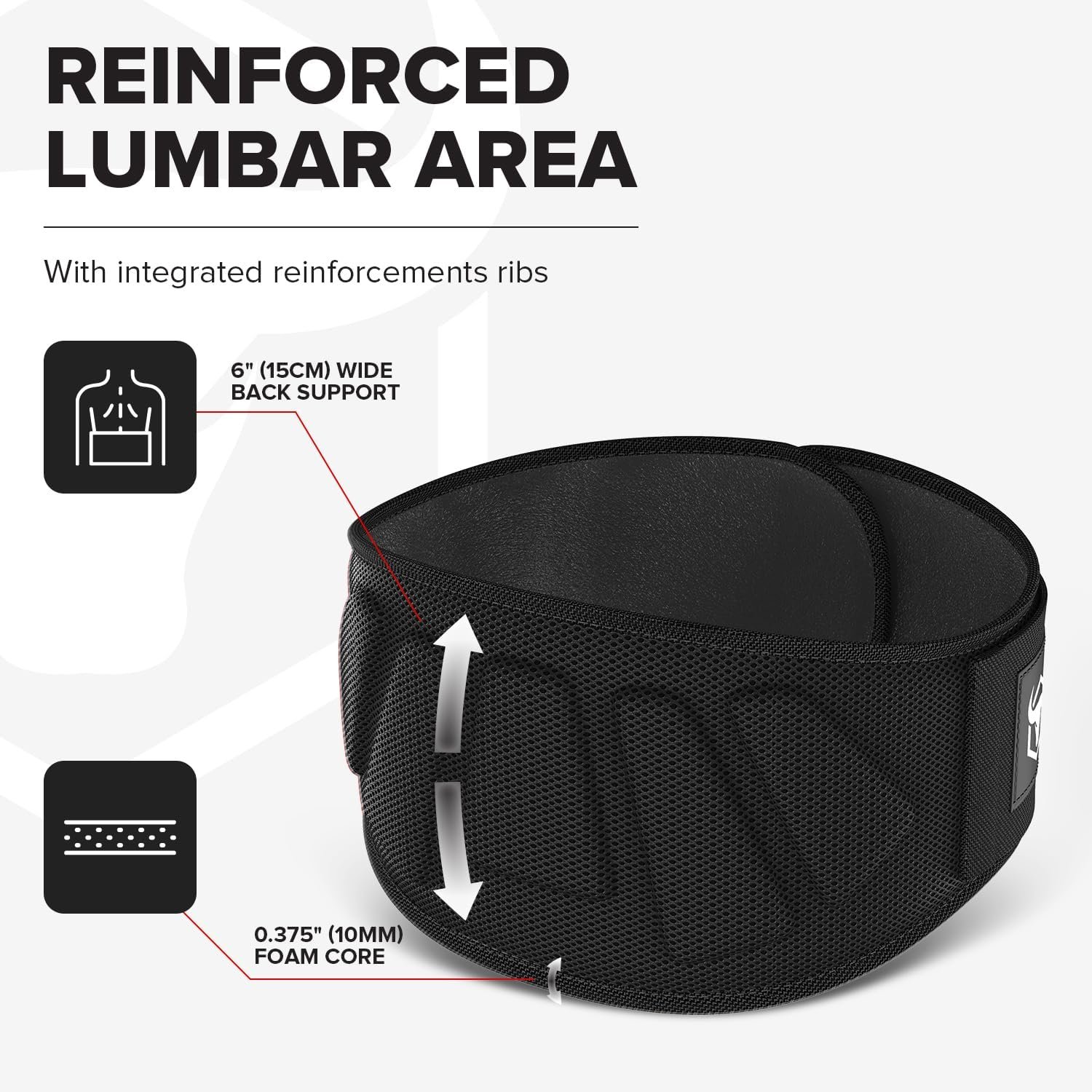 Weightlifting Belt For Men and Women - 6 Inch Auto-Lock Weight Lifting Back Support, Workout Back Support for Lifting, Fitness, Cross Training and Powerlifitng - Image 4