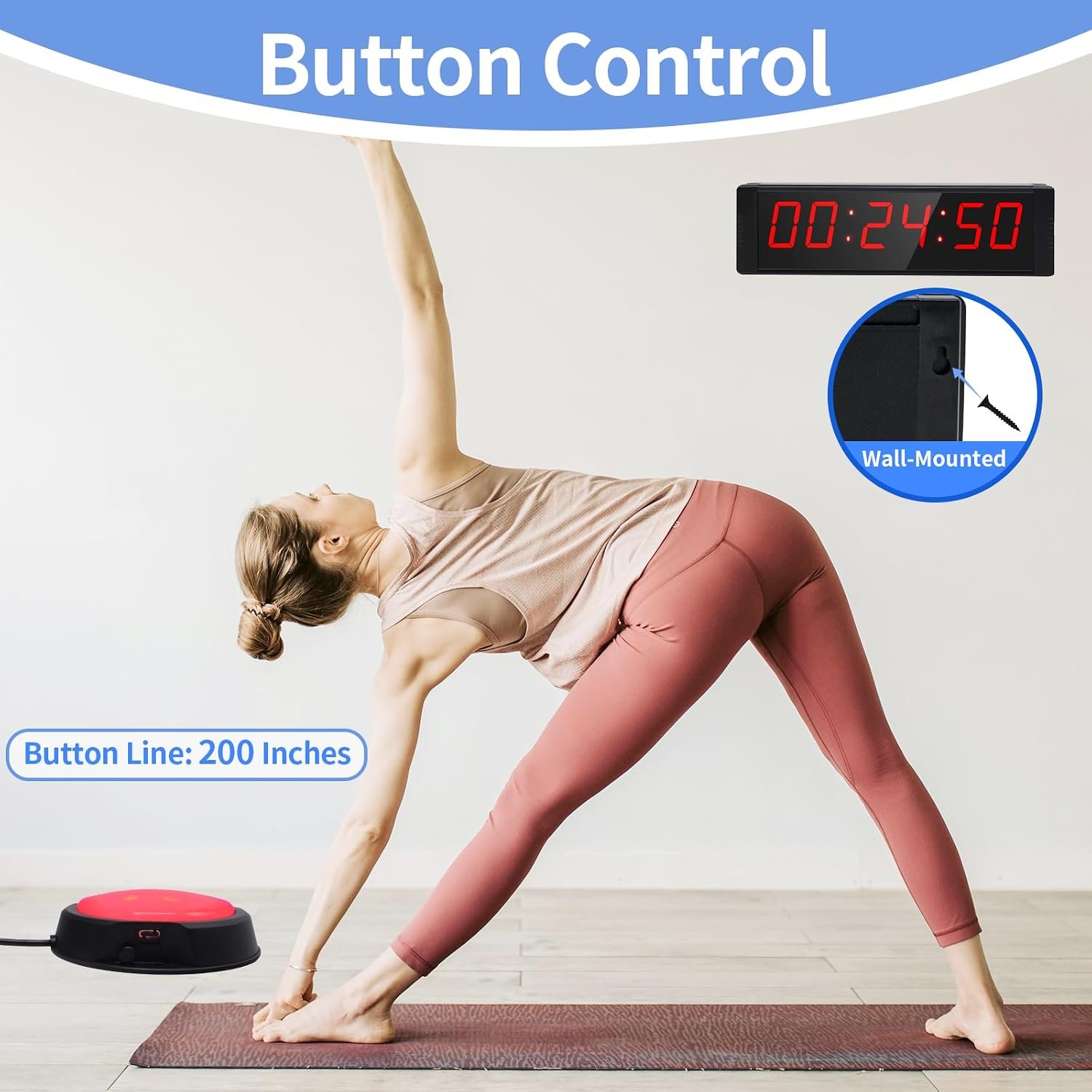 Large Stopwatch with Start/Stop Button, LED Digital Timer with Remote, Countdown Clock with Buzzer, Gym Clock for Home Gym, Interval Timer for Workout - Image 5