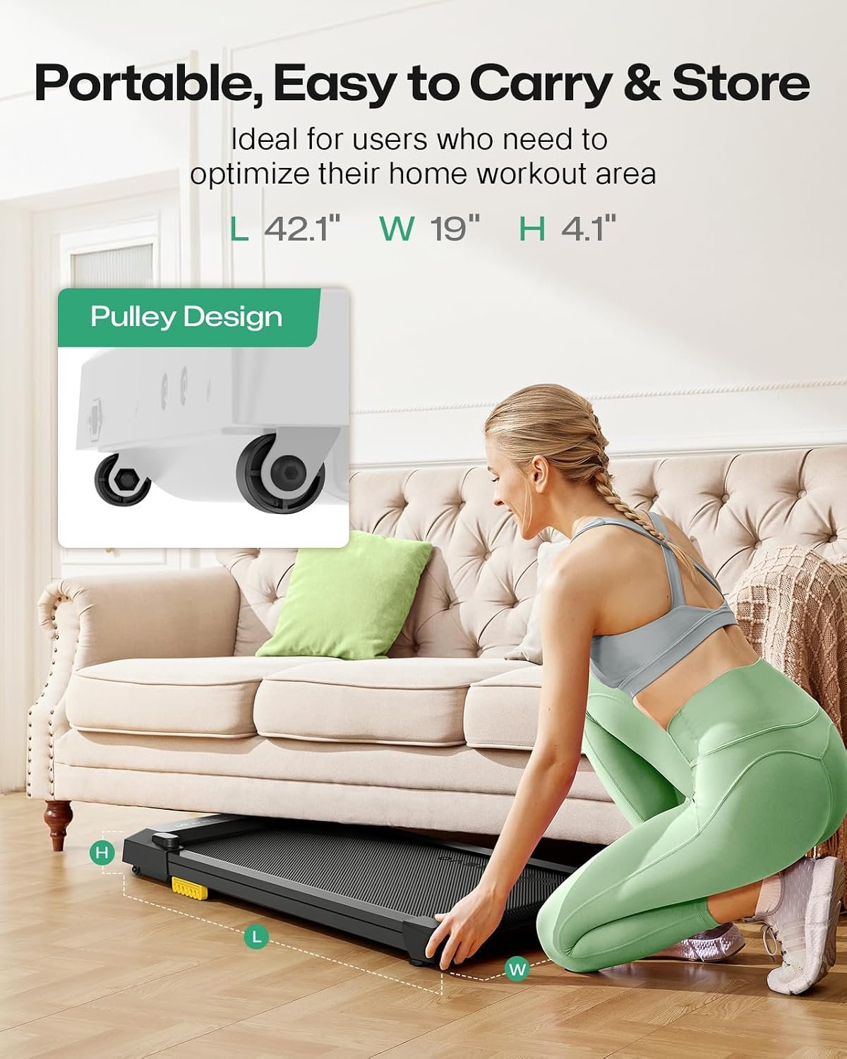 UREVO Smart Walking Pad, Standing Desk Treadmill with Double Shock Absorption, Quiet Operation, Workout APP with Track Insights and MIIT Mode, Plug and Play, Remote or APP Control for Home Office - Image 7