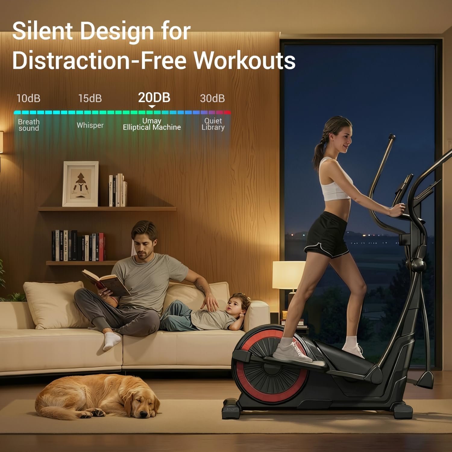 Elliptical Exercise Machine with 15.5''-17'' Stride & Heart Rate Grips,Ultra Silent Magnetic Elliptical Machine for Home with 16 Levels Resistance and LCD Monitor,400 LBS Weight Capacity - Image 2