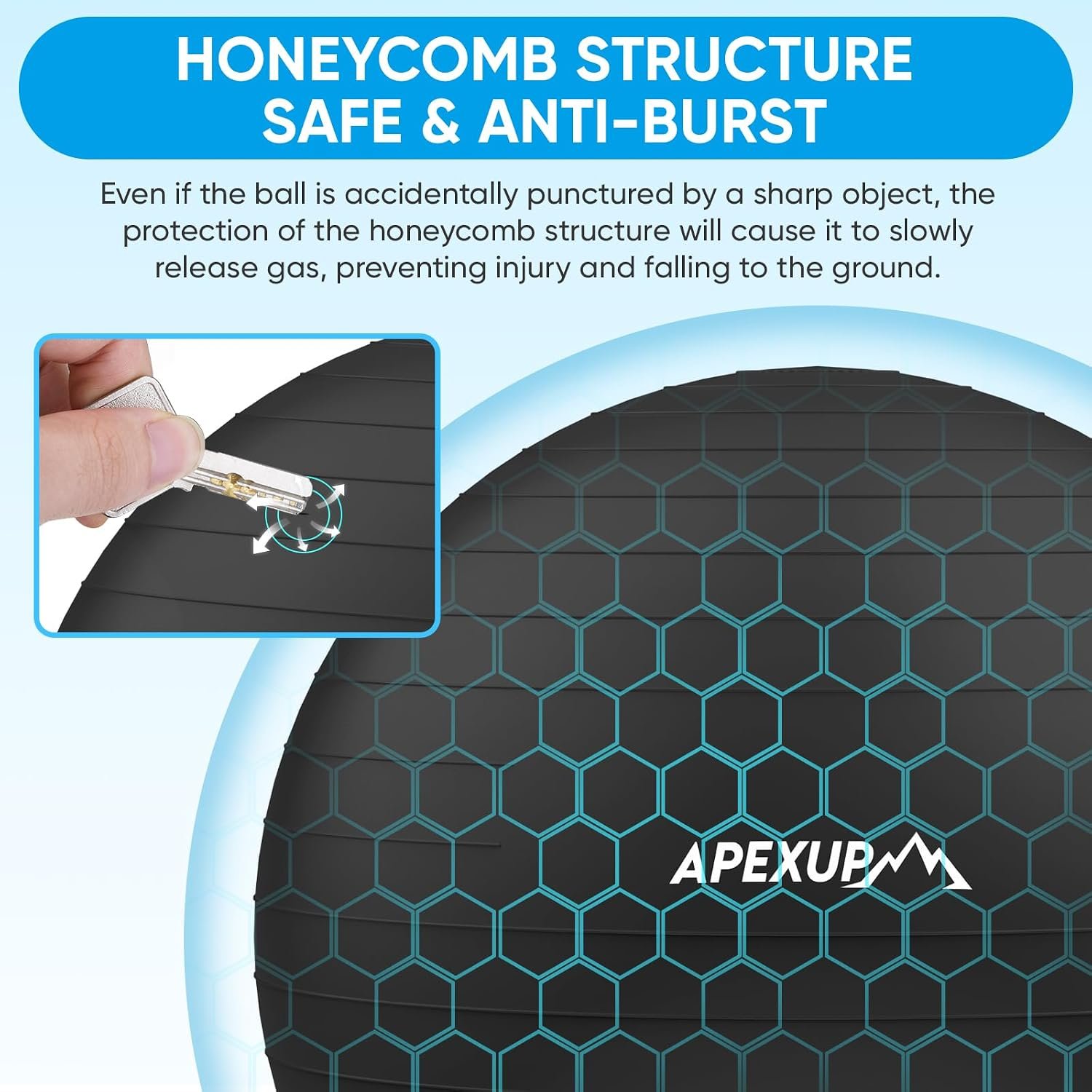 APEXUP Yoga Ball, 660 lbs Anti-Burst Exercise Ball with Pump, 5 Sizes | Anti-Burst, Anti-Slip, SGS Certified, Strengthens Core, Improves Balance & Posture, Boosts Flexibility & Stability - Image 4