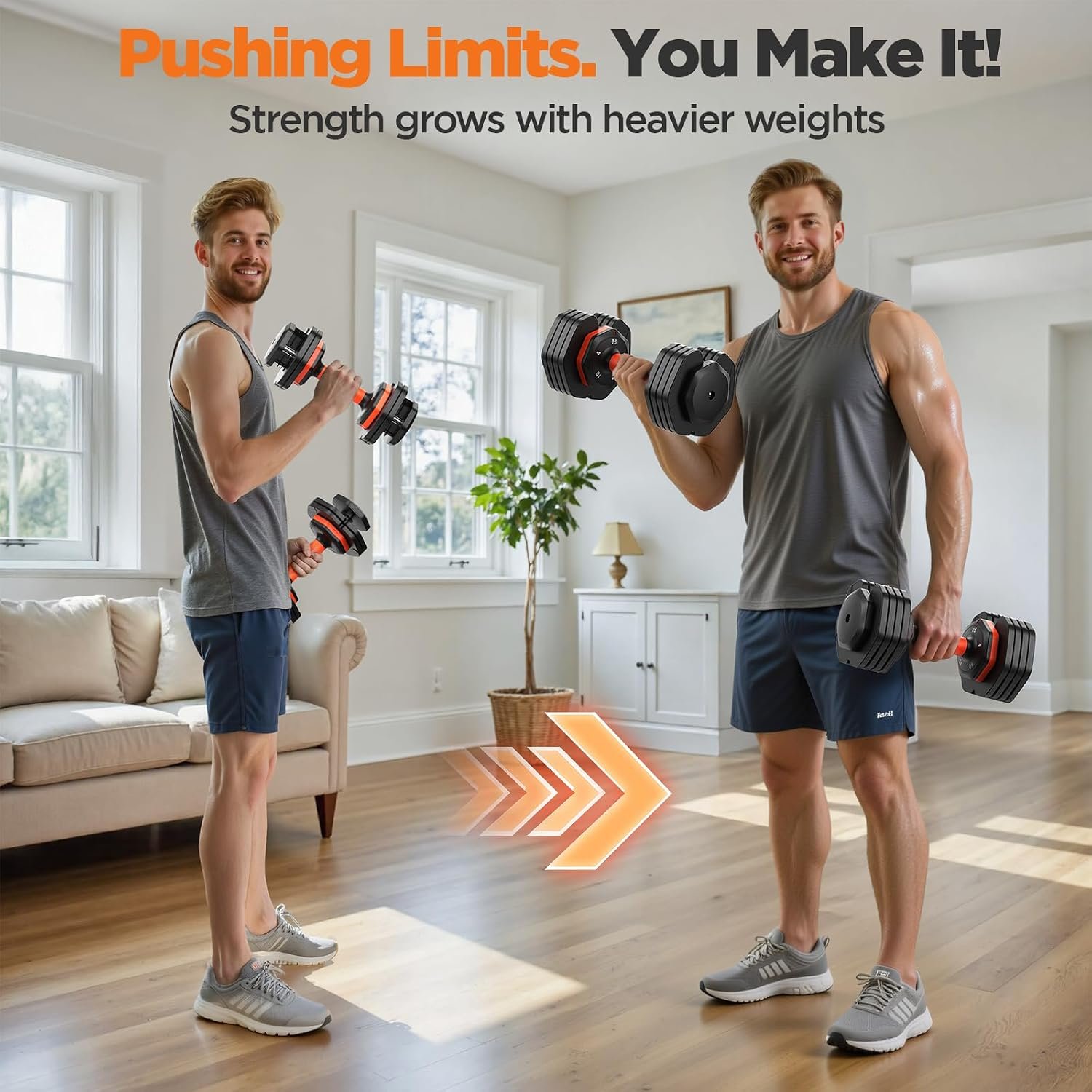 2026 FDB2 Updated Adjustable Dumbbell Set of 2, 5-in-1/10-in-1 Weights Dumbbell Set with Storage Box, 25lbs/55lbs Adjustable Weights with Anti-slip Silicone Grip, Weight Set For Home Gym Suit both Men and Women - Image 8