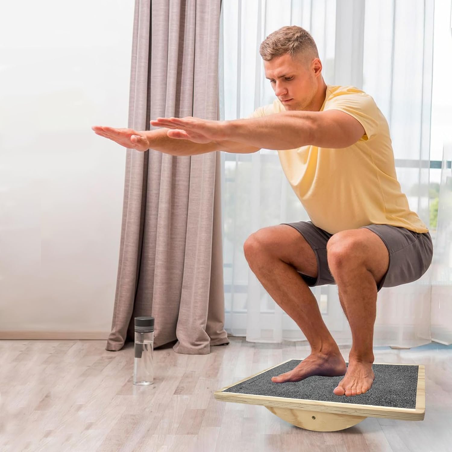 Balance Board Professional Wobble Board for Adults Anti-Slip for Physical Therapy Standing Desk Core Strength Wooden Rocker Board(350LBS) - Image 6