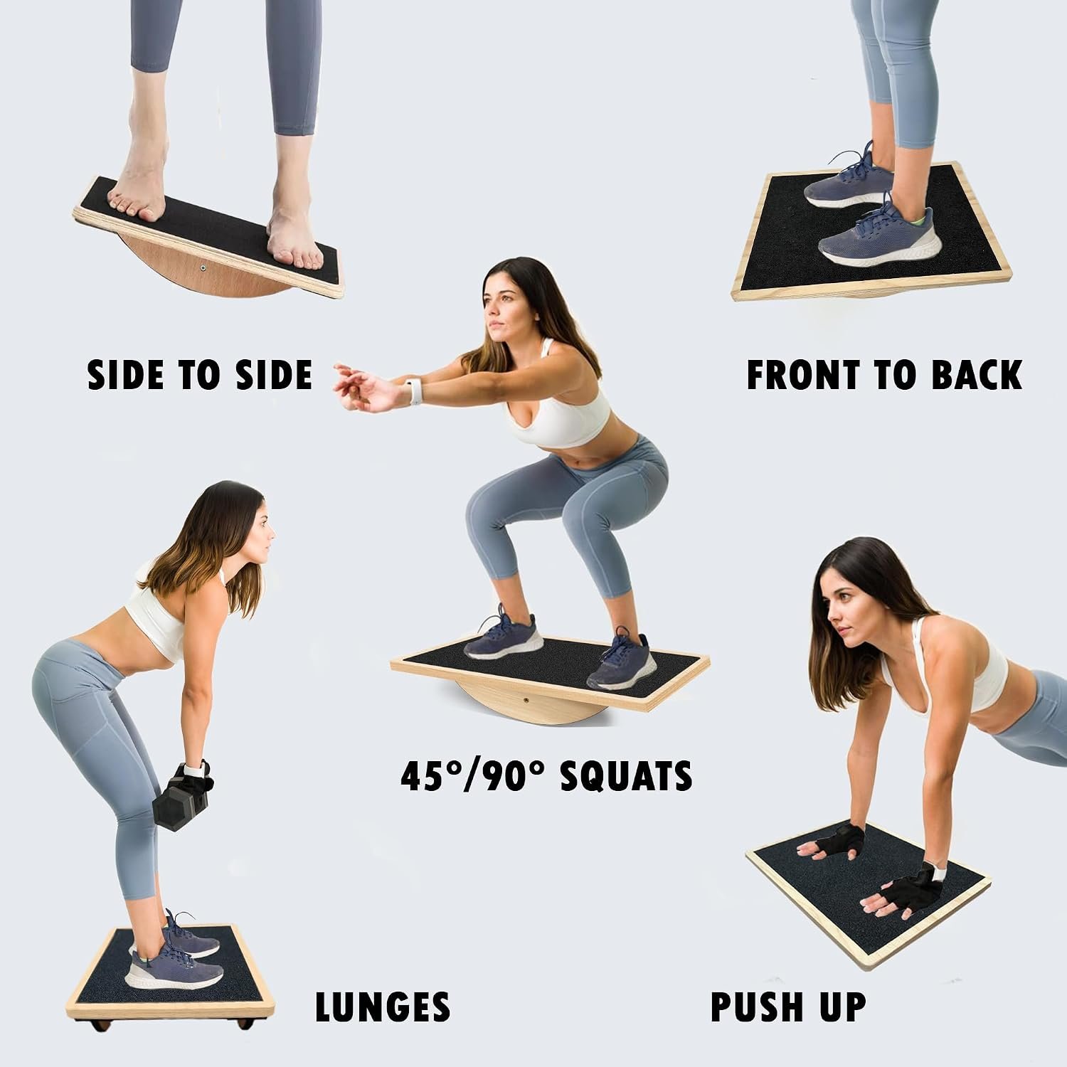 Balance Board Professional Wobble Board for Adults Anti-Slip for Physical Therapy Standing Desk Core Strength Wooden Rocker Board(350LBS) - Image 6