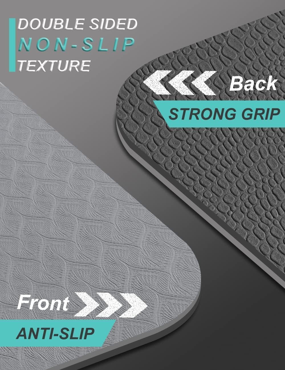 Yoga Mat Double-Sided Non Slip, 72'' x 32'' x 7mm - Extra Wide & Thick Yoga Mat for Women Men Kids, Professional TPE Yoga Mats for Home Workout, Yoga, Pilates and Floor Exercise, with Carrier Strap - Image 4