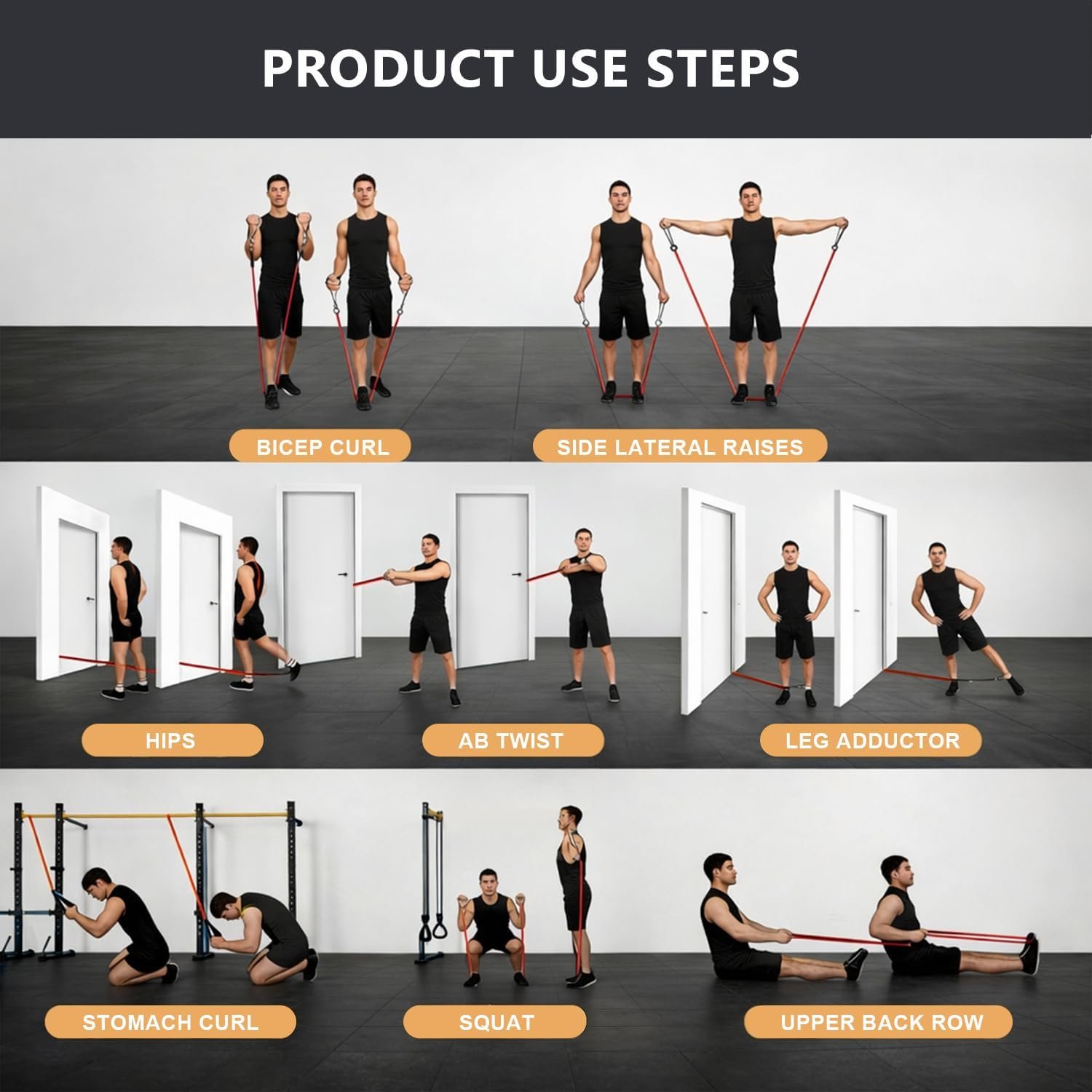 VEICK 10-150LBS Resistance Bands with Handles, Ankle Straps, Door Anchor | Accredited Lab Certified, 100% Natural Latex, Versatile for Yoga, Pilates, Strength, Home Gym - Image 8