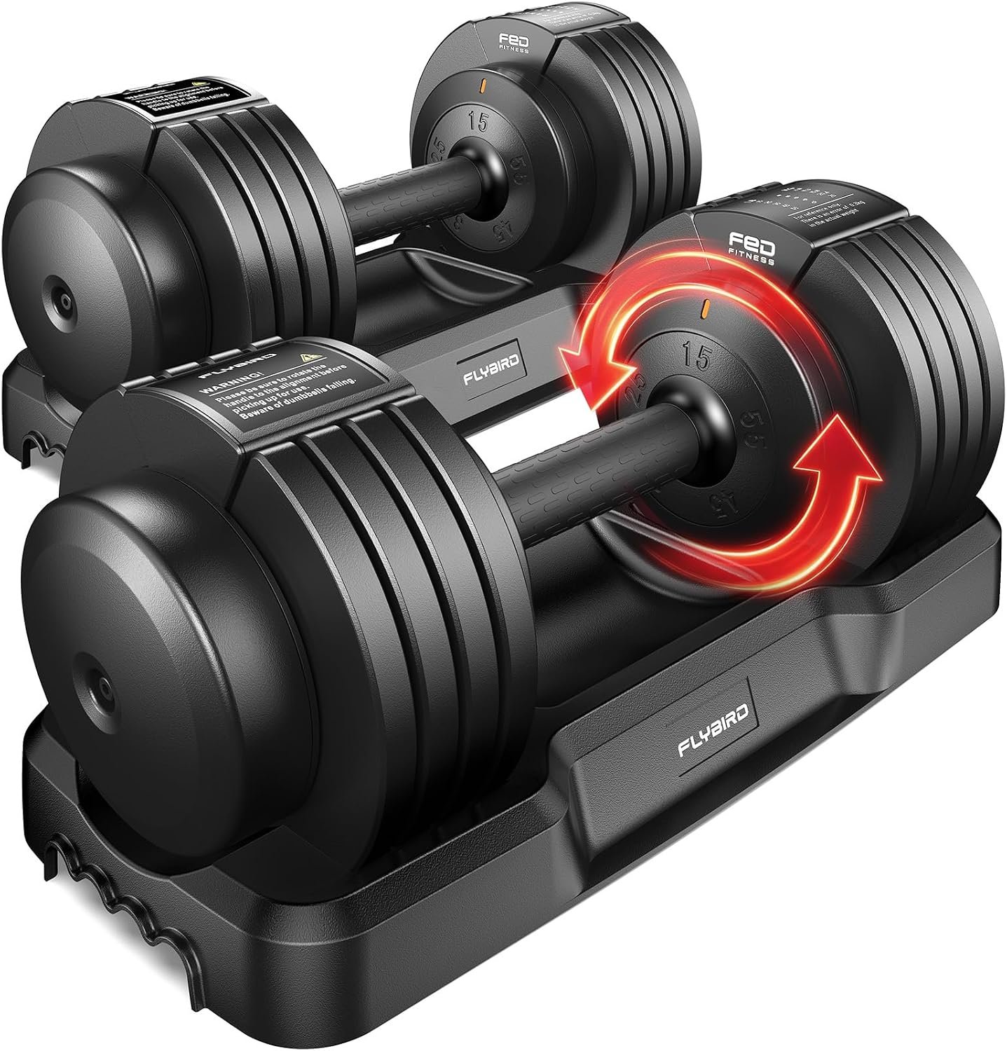FLYBIRD DB2 Adjustable Dumbbell Set, 55LB/110LB Option, 5-in-1 Quick Adjustable Weights with Storage Box and Non-Slip Handle, Weight Set for Home Gym Exercise Fitness, Full Body Workout for Men & Women