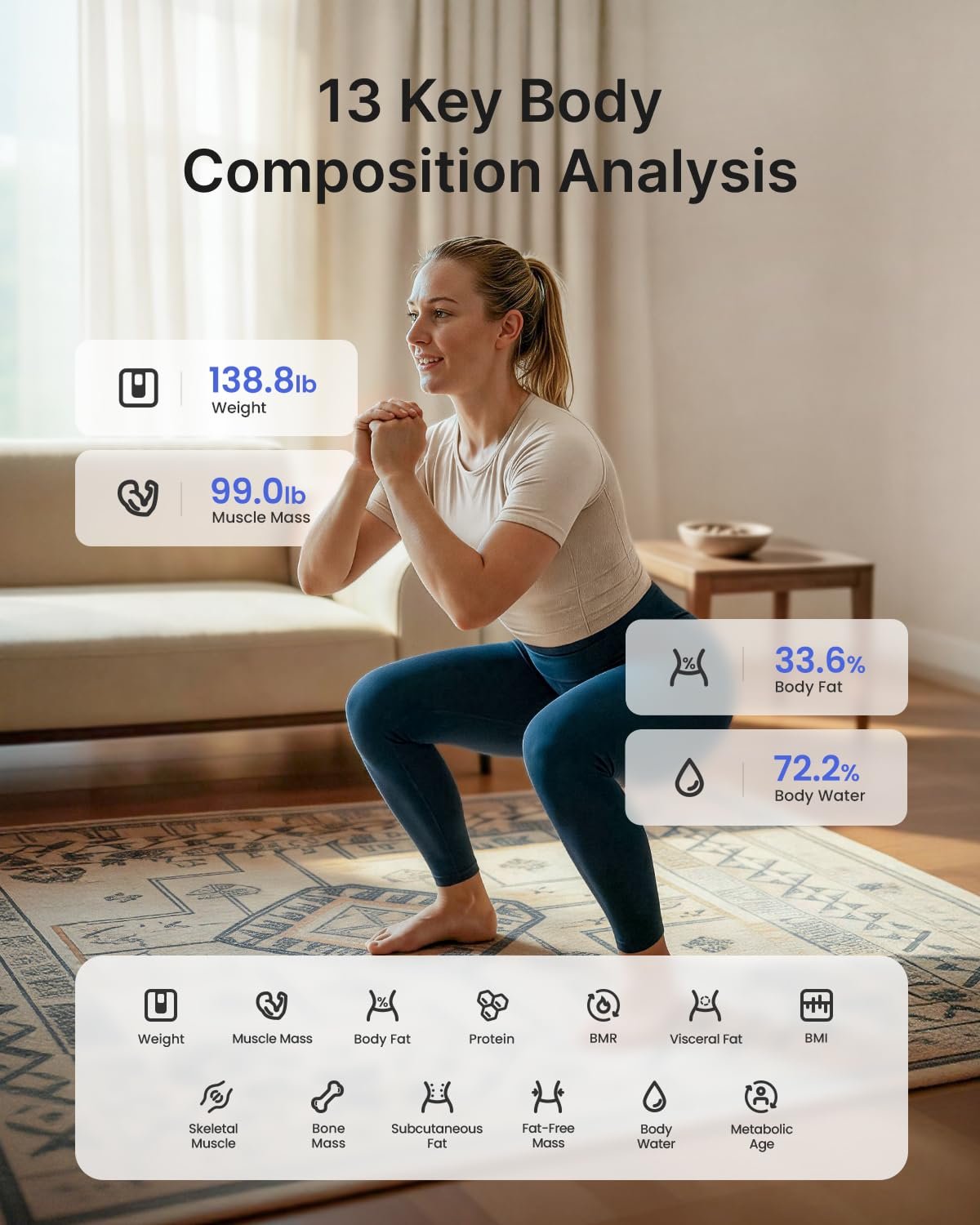 RENPHO Smart Scale for Body Weight, BMI & Body Fat, 13 Metrics, Elis 1 | Bathroom Digital Bluetooth Scale with 400lbs Capacity, Syncs with Fitness Apps, Accurate for Weight Loss, Fitness, Home Use - Image 4