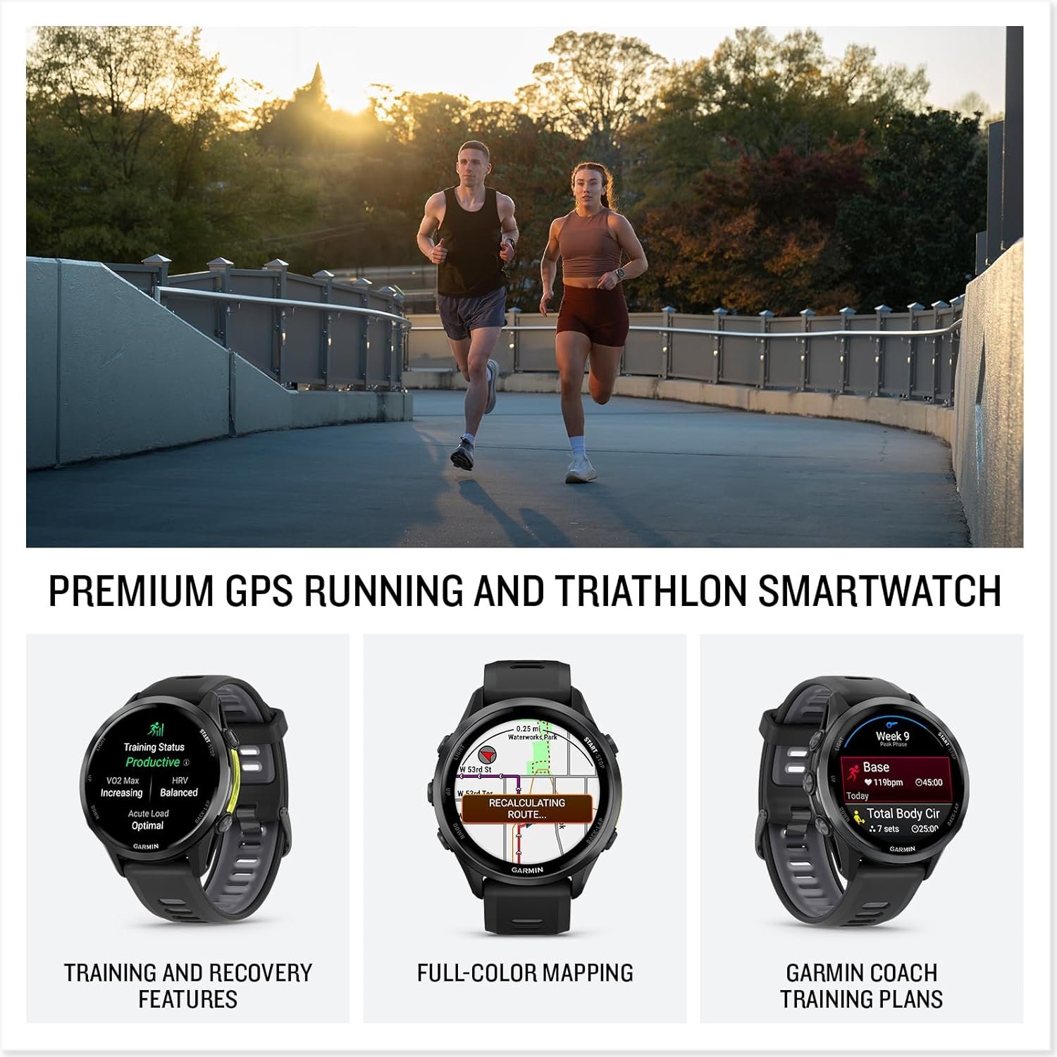 Garmin® Forerunner® 970, Premium GPS Running and Triathlon Smartwatch, AMOLED Display, Built-in LED Flashlight, Carbon Gray DLC Titanium with Black Case and Translucent Whitestone Band | 1.4 Amoled, Built-in LED Flashlight, Titanium Bezel and Sapphire Lens, Multi-Band GPS with Maps, Up to 15 Days Smartwatch - Image 3