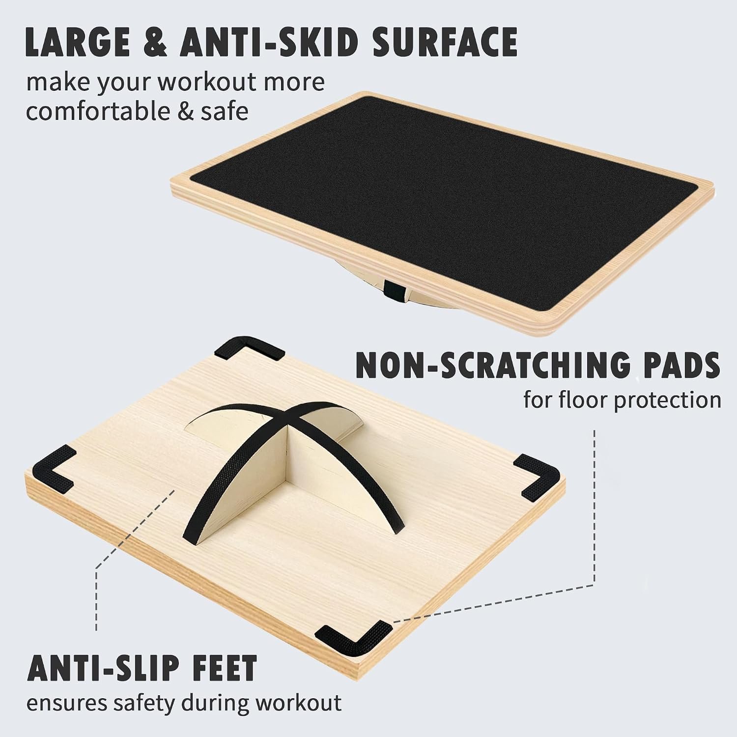 Balance Board Professional Wobble Board for Adults Anti-Slip for Physical Therapy Standing Desk Core Strength Wooden Rocker Board(350LBS) - Image 3